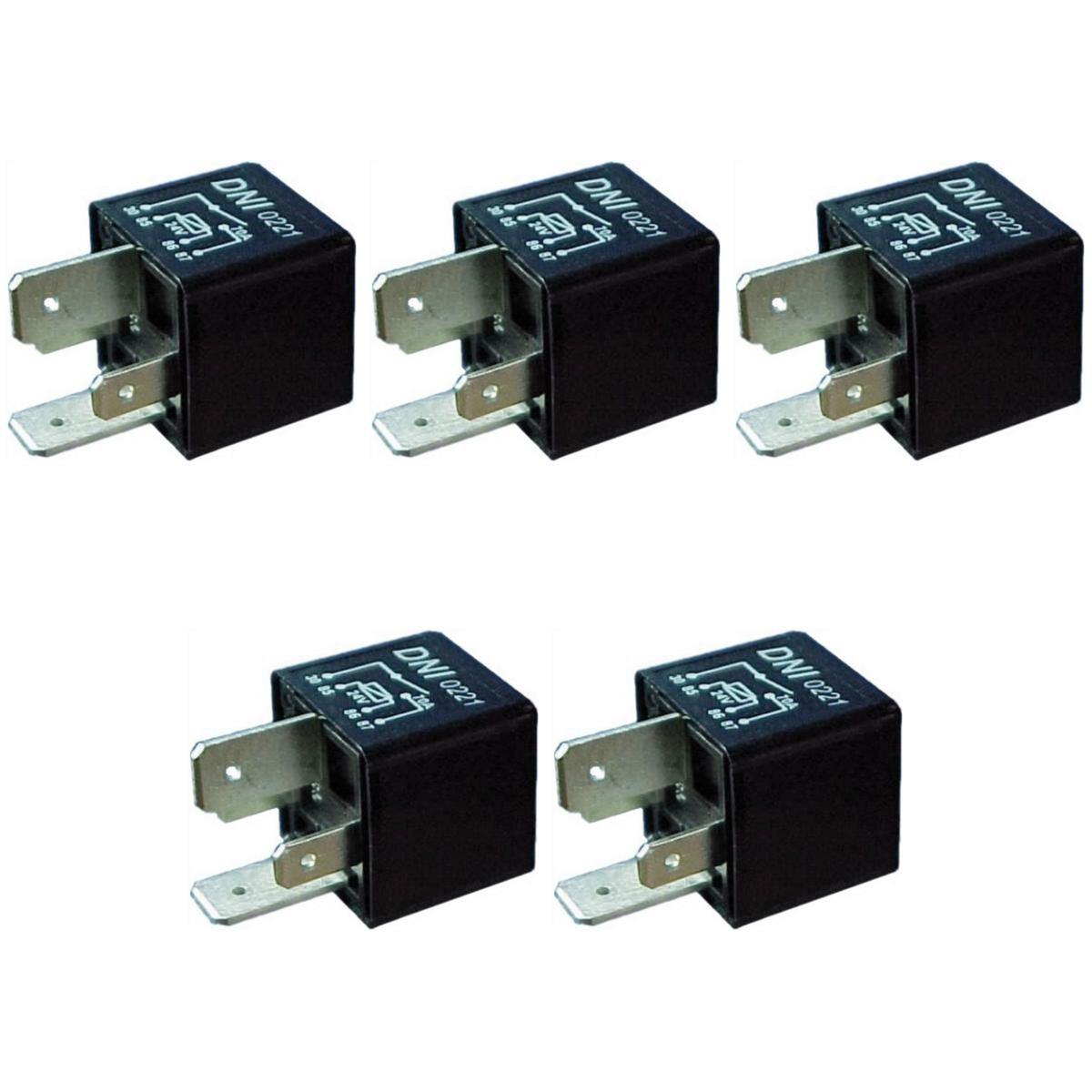 5 Relés Auxiliar 24V 4 Terminais 2 Largos - DNI 0221