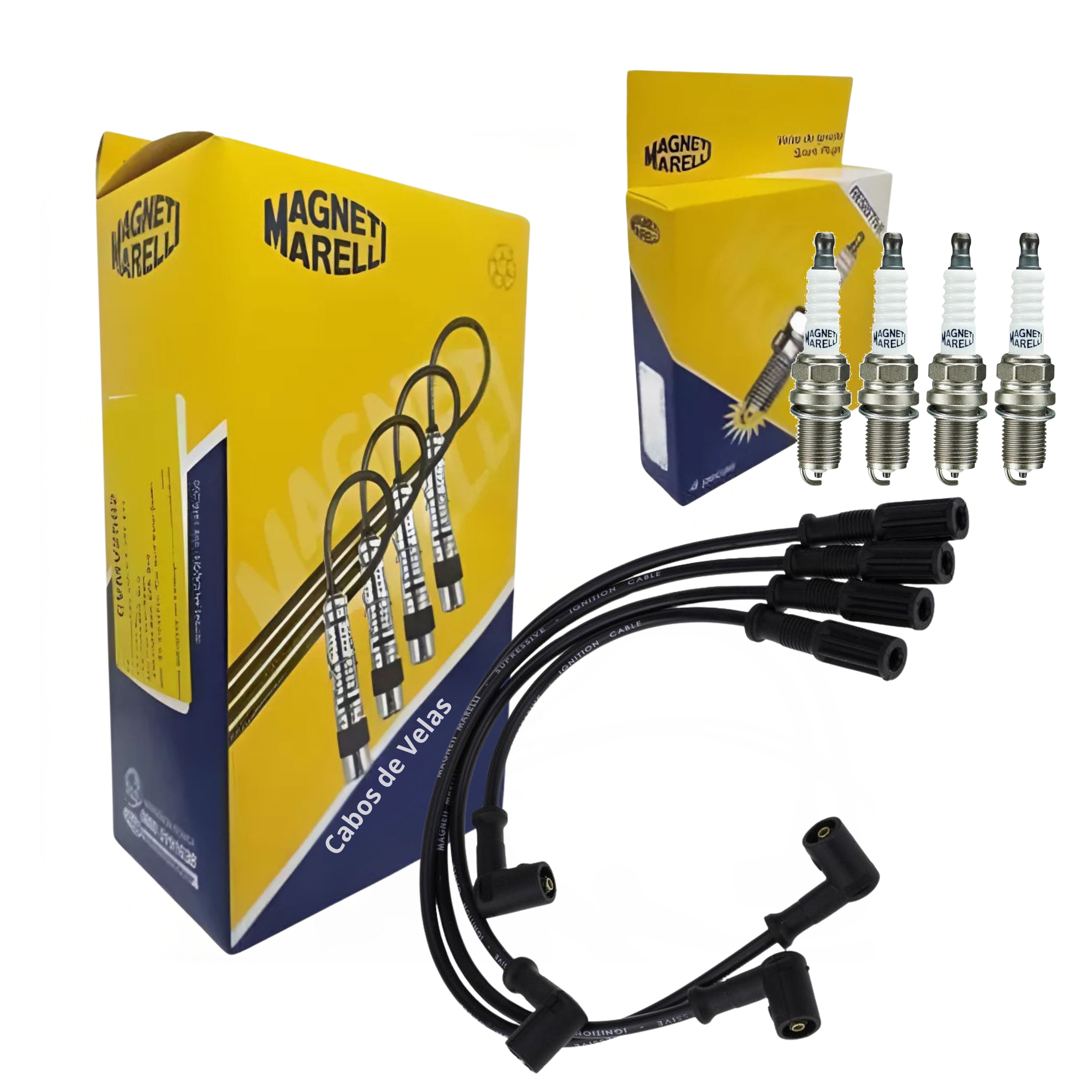 Kit Cabo de Vela e 4 Velas de Ignição - Magneti Marelli - CVMT6502 / K6RFMM