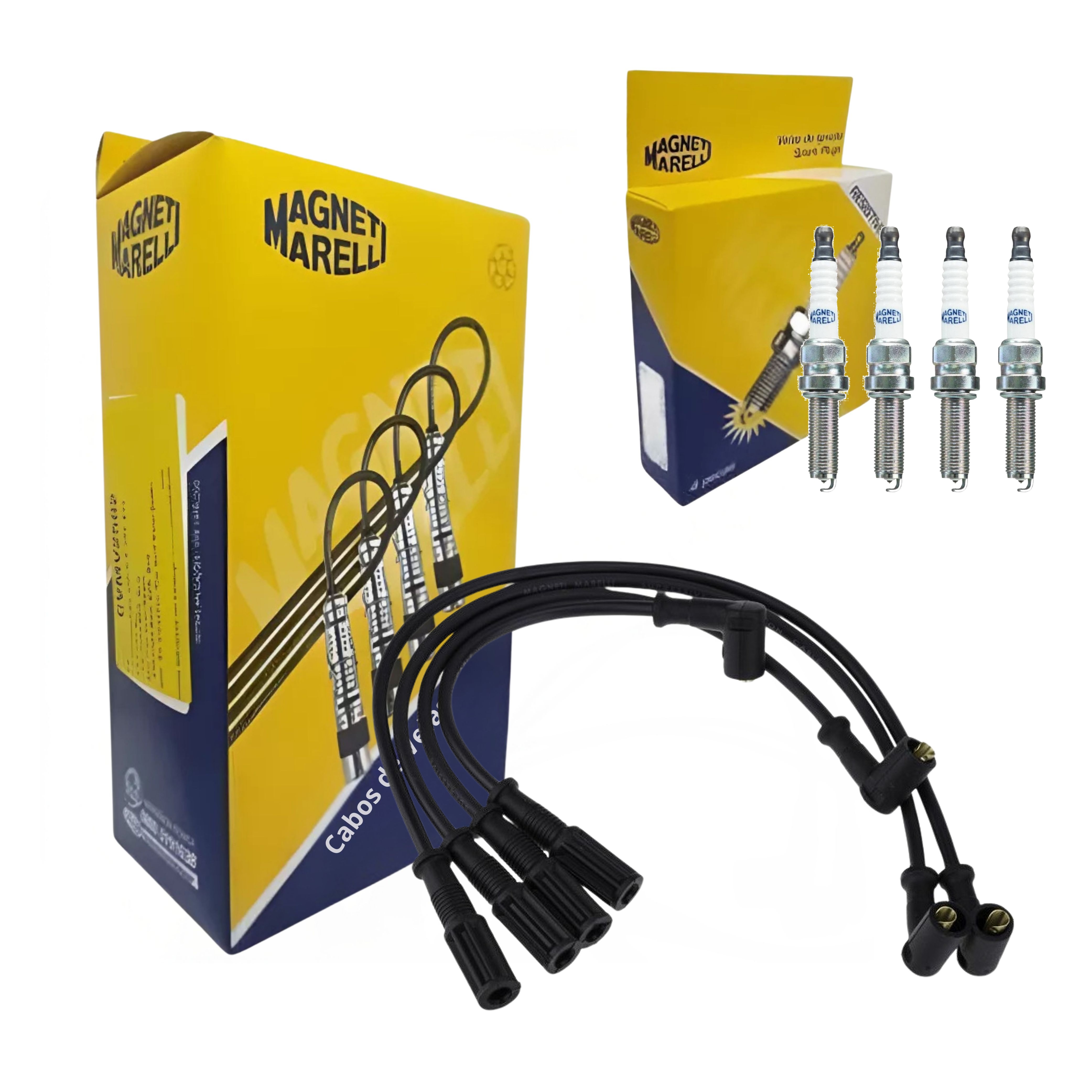 Kit Cabo de Vela e 4 Velas de Ignição - Magneti Marelli - BN8RSIPMM / CVMT0602