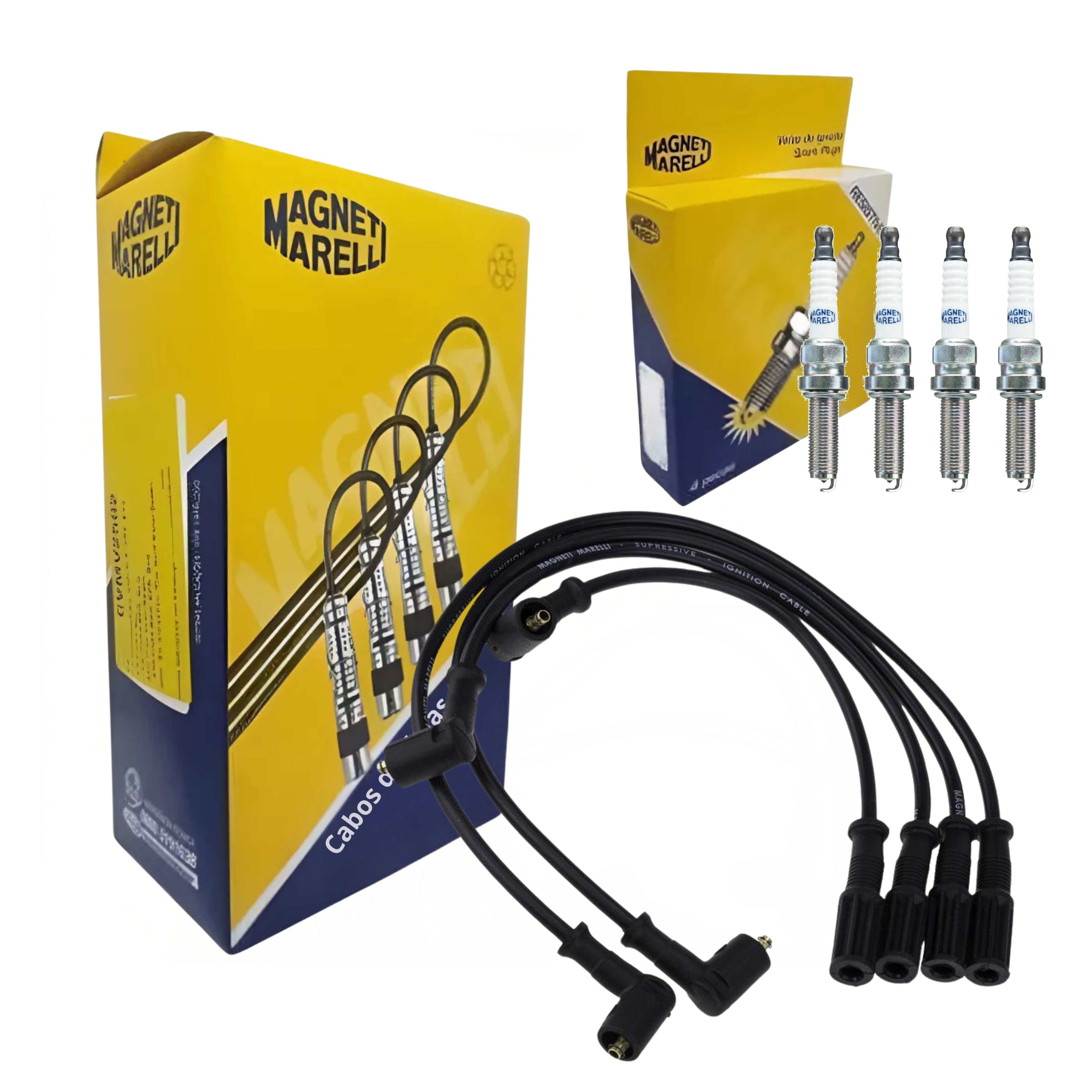 Kit Cabo de Vela e 4 Velas de Ignição - Magneti Marelli - BN8RSIPMM / CVMT0902
