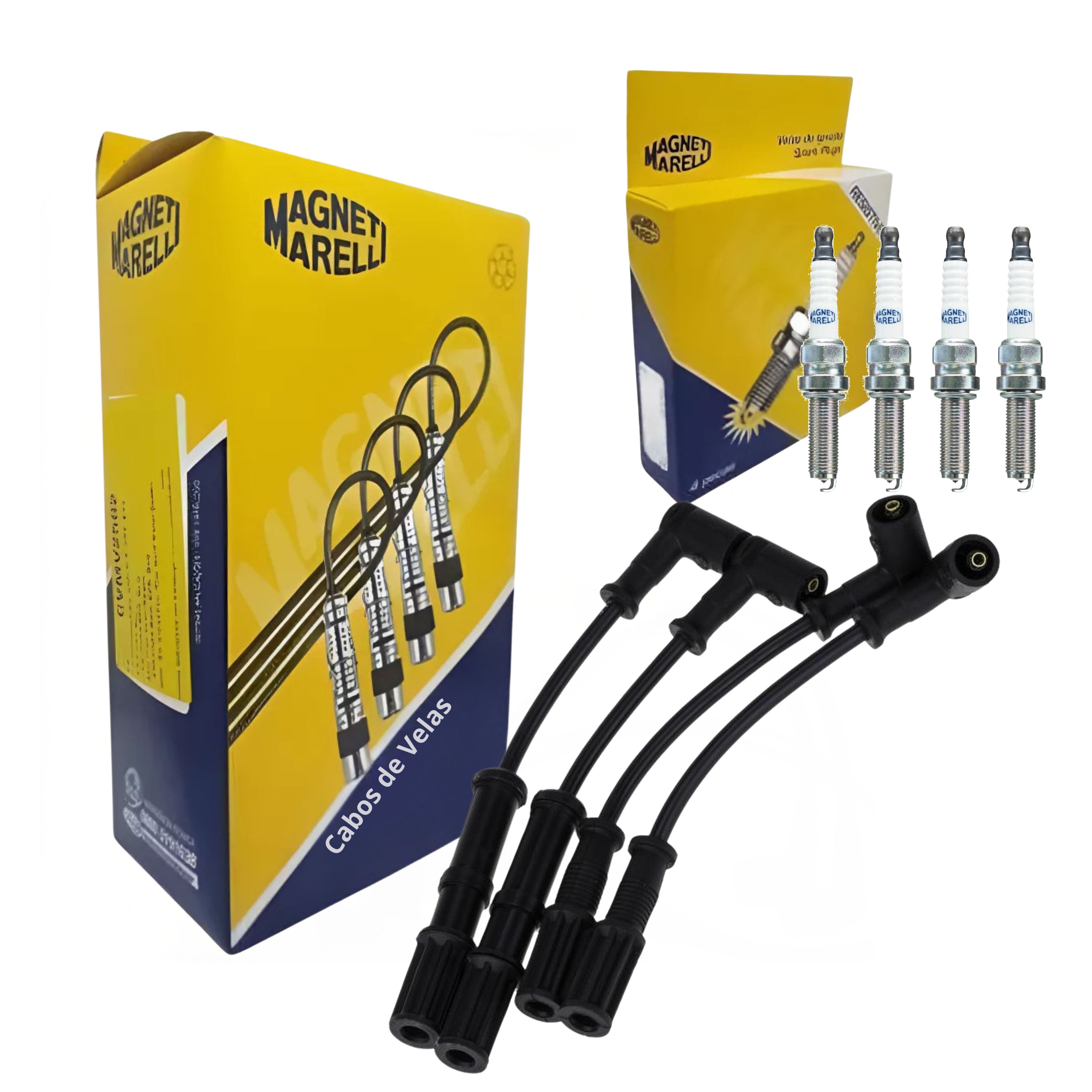 Kit Cabo de Vela e 4 Velas de Ignição - Magneti Marelli - BN8RSIPMM / CVMT6402