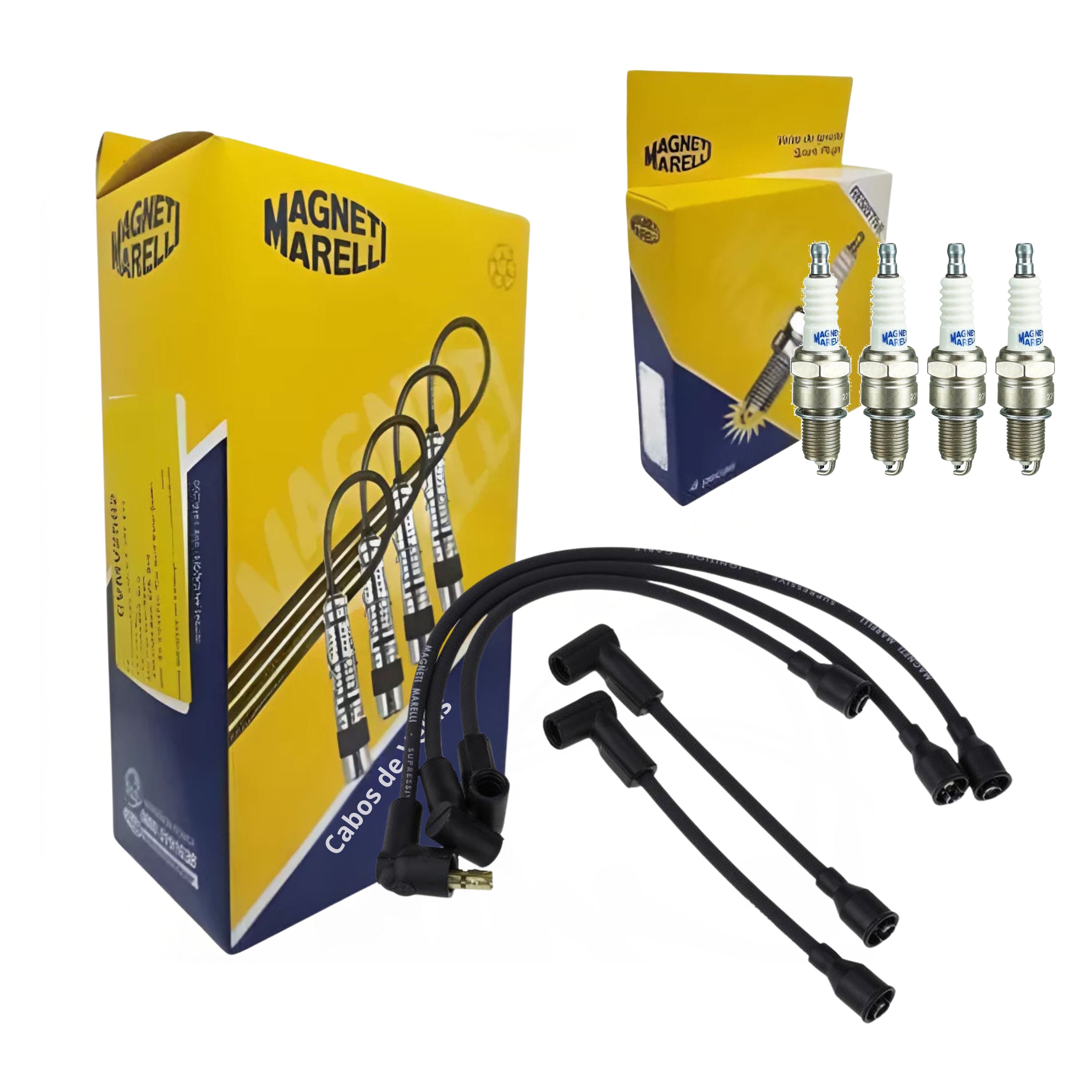 Kit Cabo de Vela e 4 Velas de Ignição - Magneti Marelli - CVMG6302 / F6RFMM