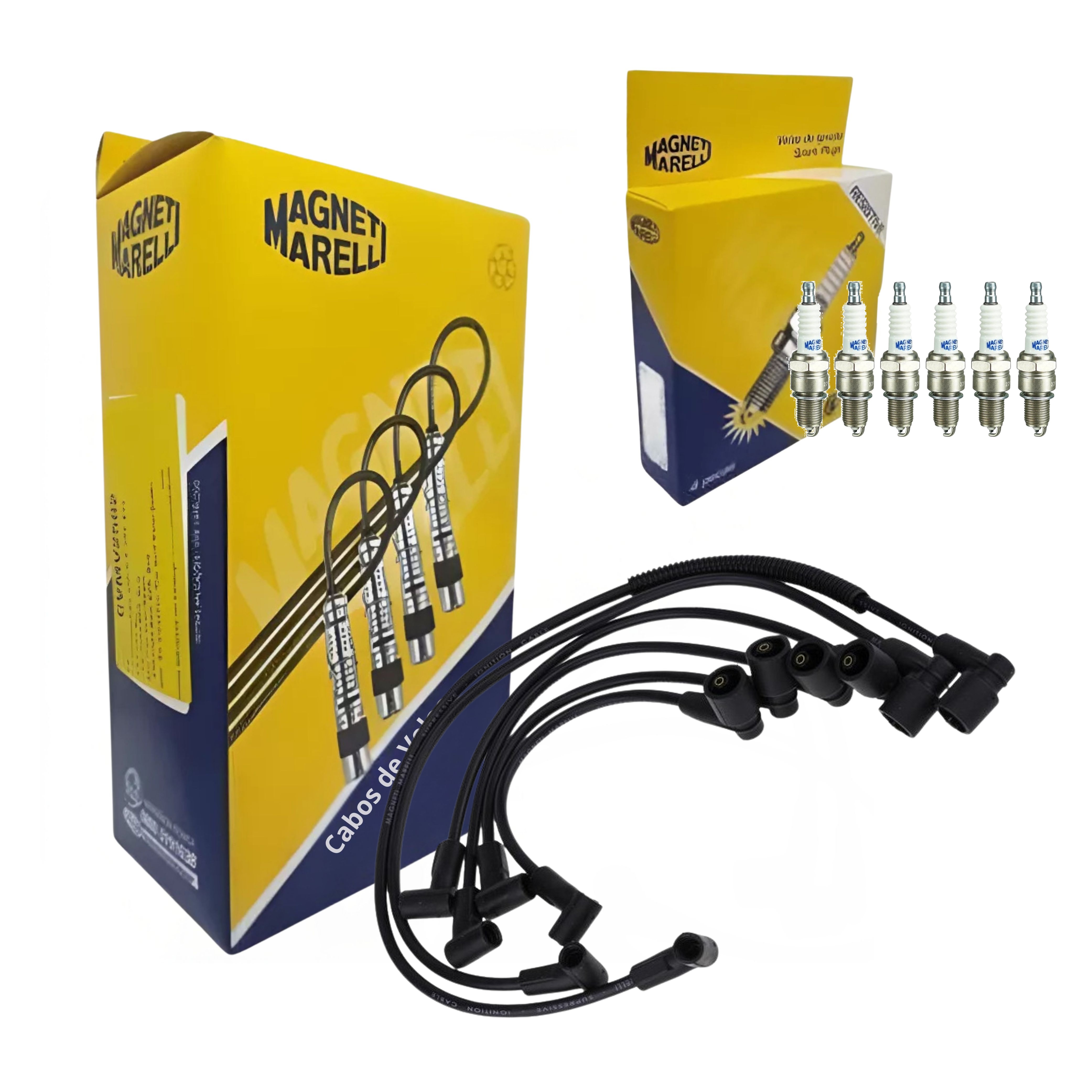 Jogo De Cabo E 6 Velas De Ignição - Magneti Marelli - CVMG7502 / F6RFMM