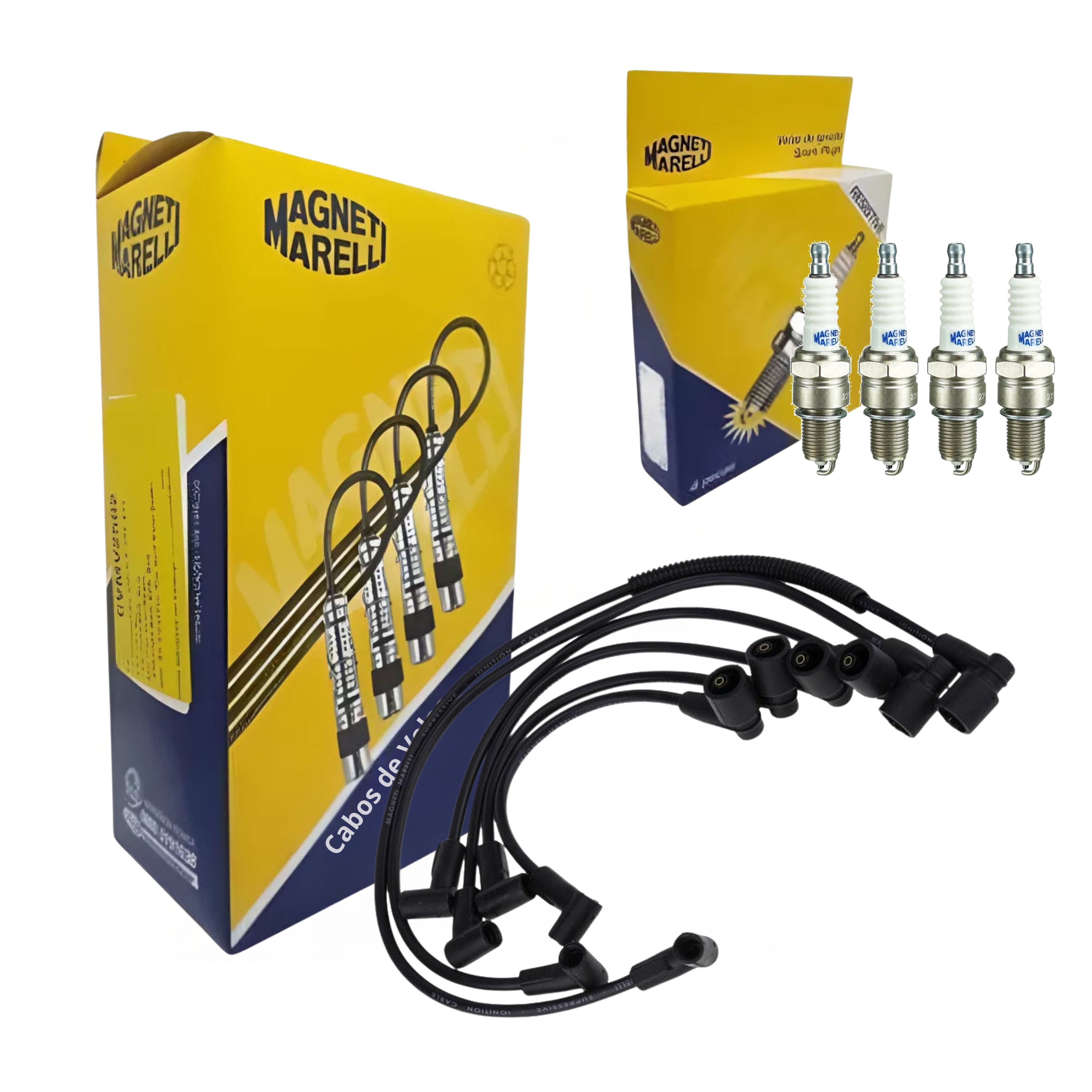 Kit Cabo de Vela e 4 Velas de Ignição - Magneti Marelli - CVMG7502 / F6RFMM
