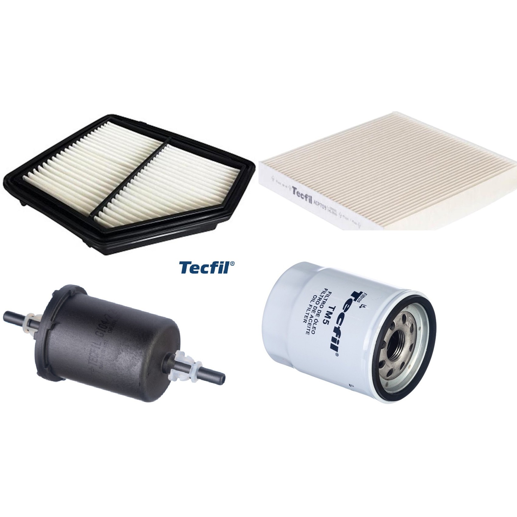 Kit Filtros de Ar do Motor, Óleo, Cabine e Combustível - Tecfil - ACP709 / ARL1040 / GI04/7 / PSL55M-(TM5)