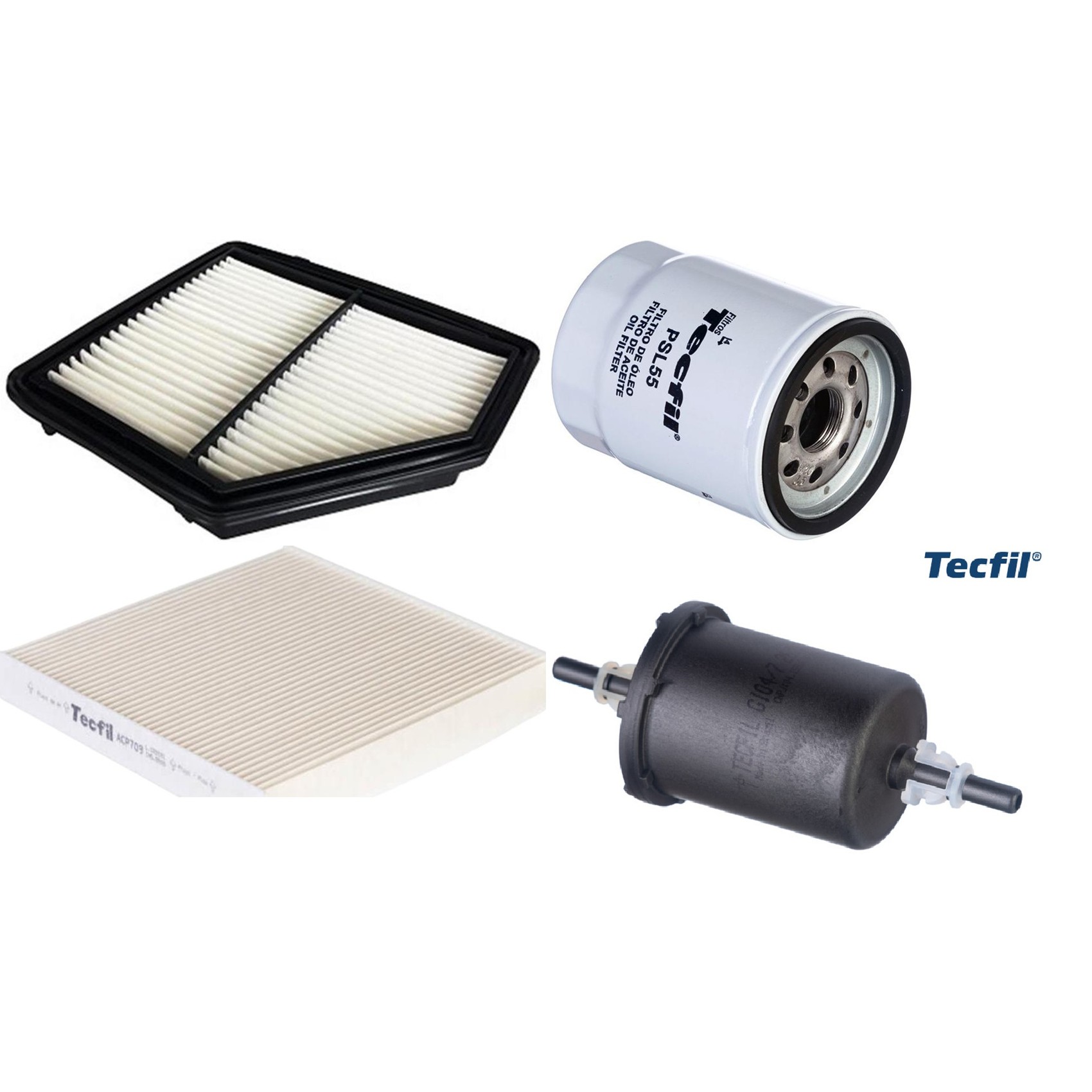 Kit Filtros de Ar do Motor, Óleo, Cabine e Combustível - Tecfil - ACP709 / ARL1040 / GI04/7 / PSL55