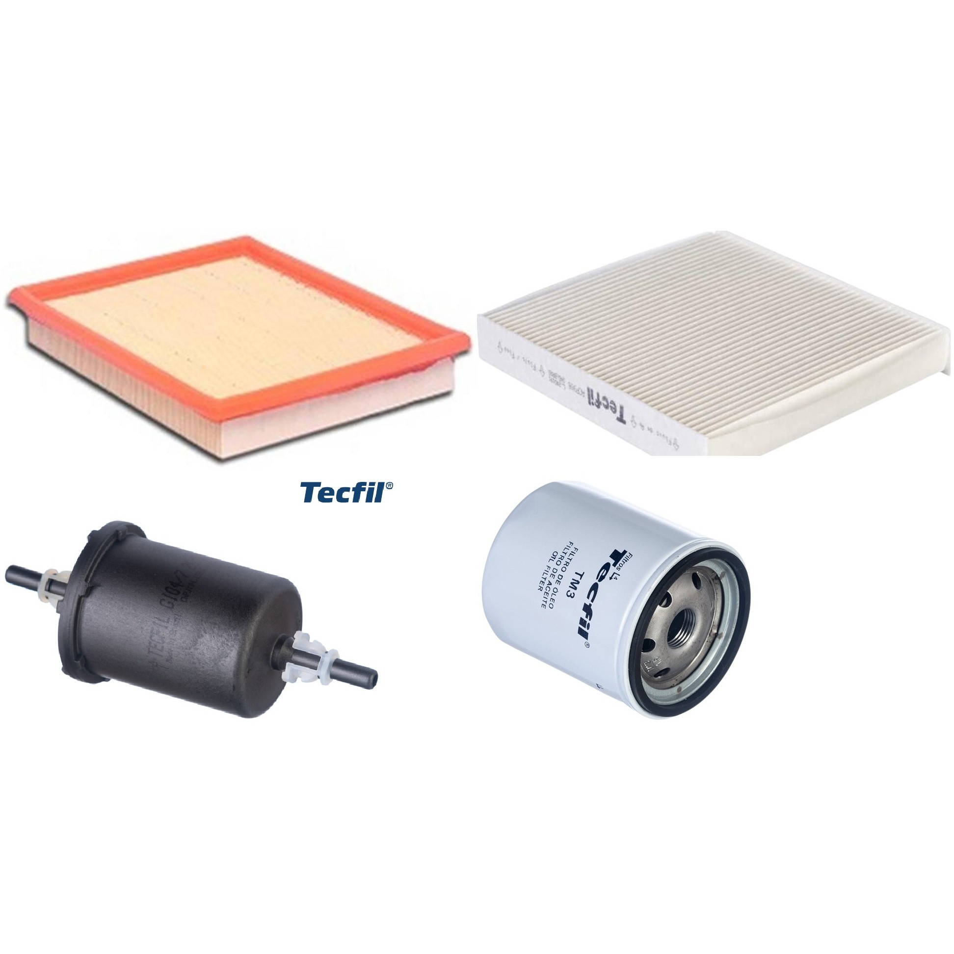 Kit Filtros de Ar do Motor, Óleo, Cabine e Combustível - Tecfil - ACP906 / ARL4150 / GI04/7 / PSL18M-(TM3)