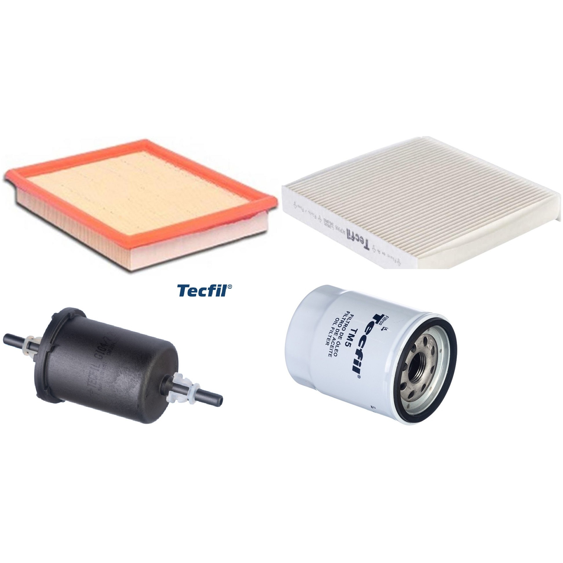 Kit Filtros de Ar do Motor, Óleo, Cabine e Combustível - Tecfil - ACP906 / ARL4150 / GI04/7 / PSL55M-(TM5)