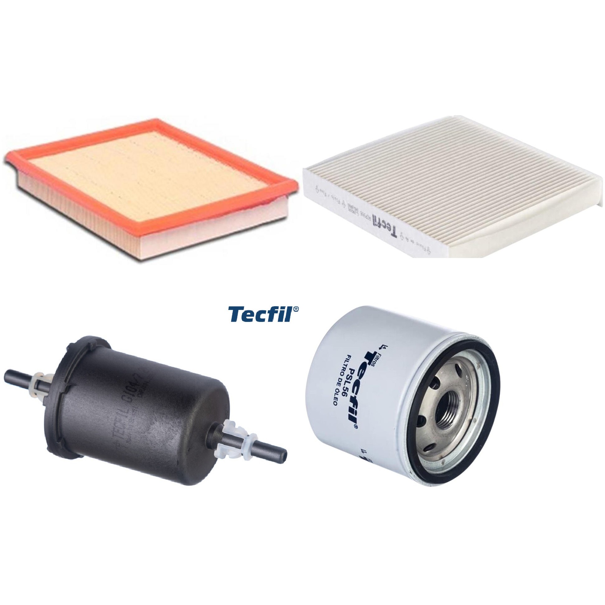 Kit Filtros de Ar do Motor, Óleo, Cabine e Combustível - Tecfil - ACP906 / ARL4150 / GI04/7 / PSL56