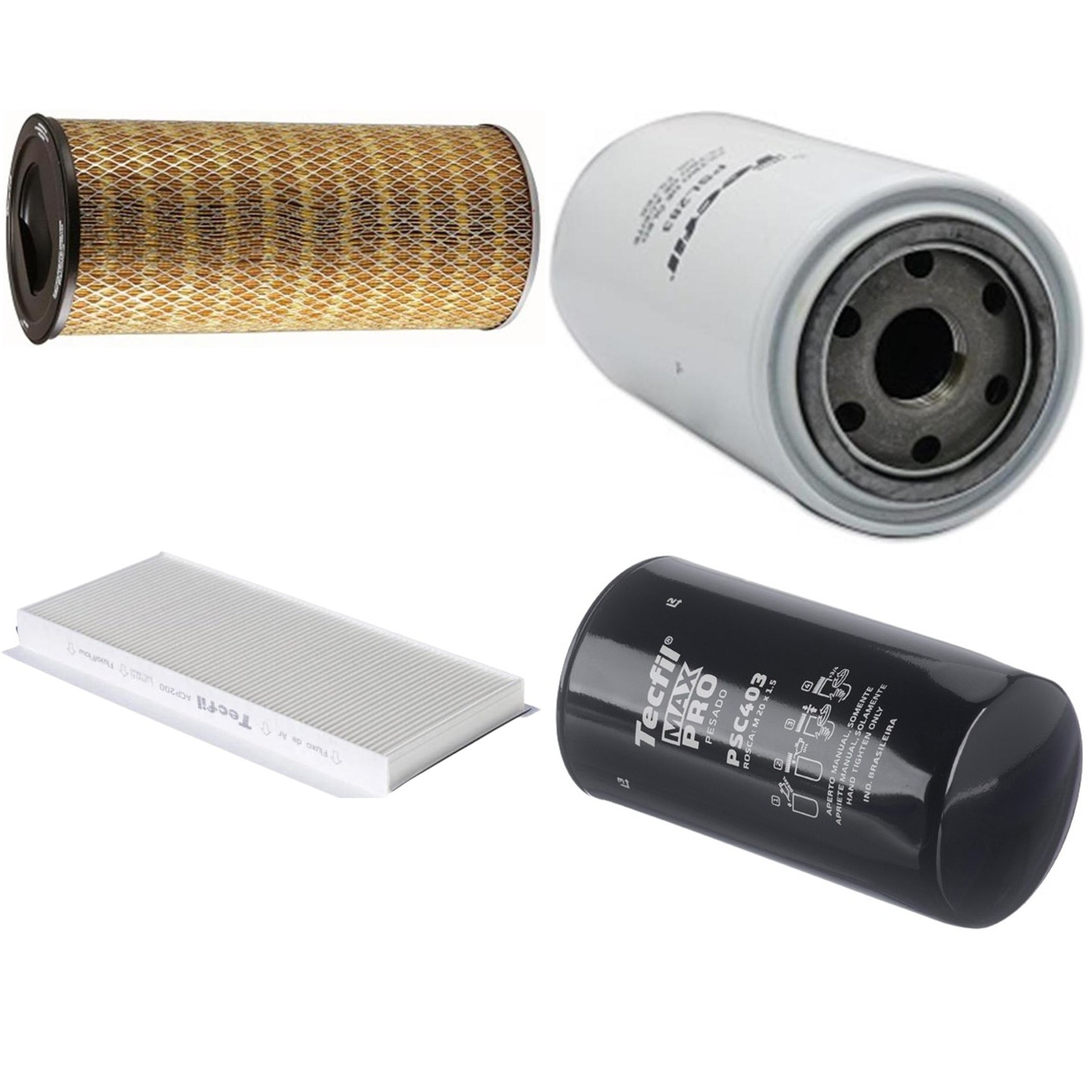 Kit Filtros de Ar do Motor, Óleo, Cabine e Combustível - Tecfil - ACP200 / AP7998 / PSC403 / PSL283