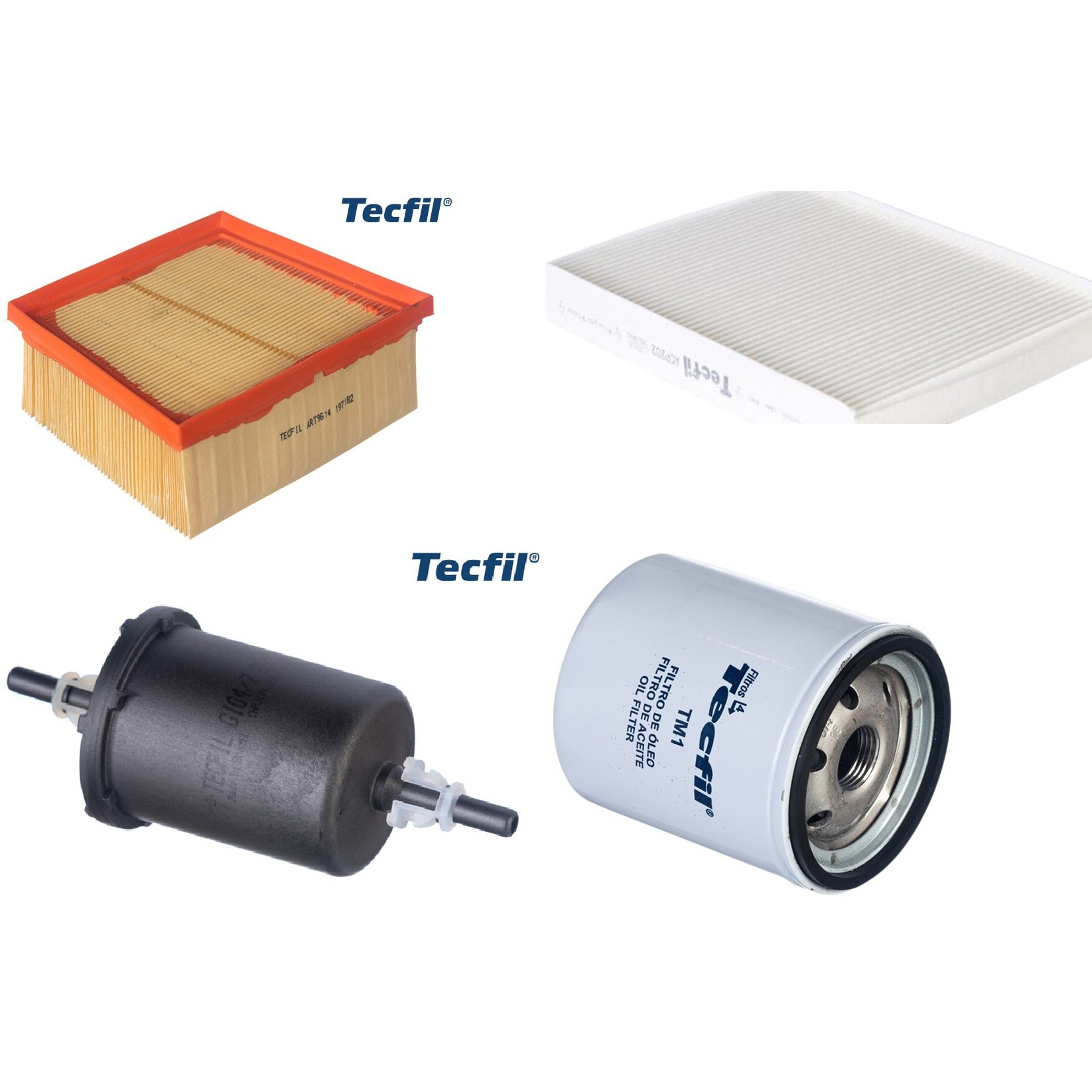 Kit Filtros de Ar do Motor, Óleo, Cabine e Combustível - Tecfil - ACP202 / ART9614 / GI04/7 / PSL34M-(TM1)
