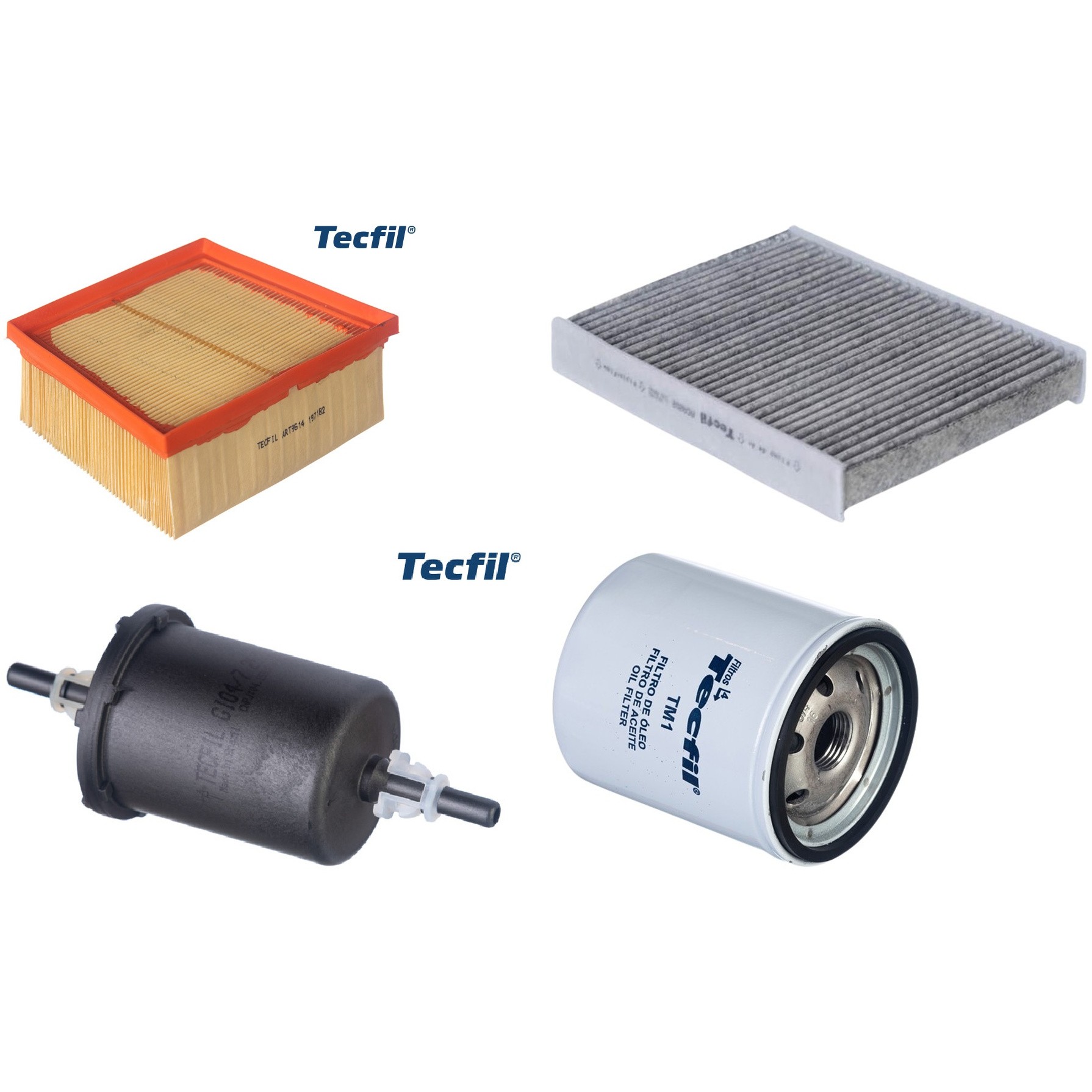 Kit Filtros de Ar do Motor, Óleo, Cabine e Combustível - Tecfil - ACA202 / ART9614 / GI04/7 / PSL34M-(TM1)