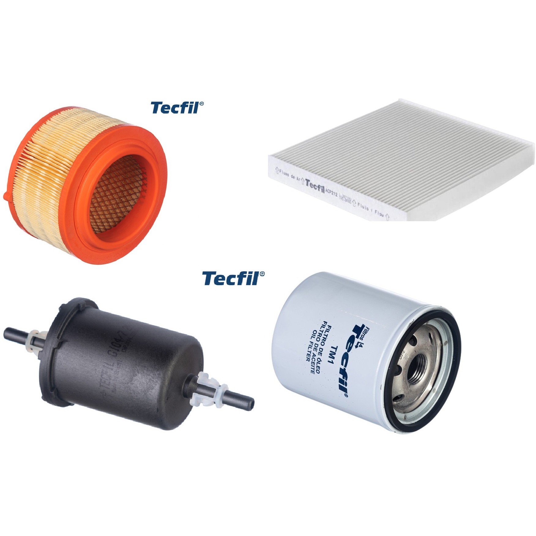 Kit Filtros de Ar do Motor, Óleo, Cabine e Combustível - Tecfil - ACP212 / ARS7994 / GI04/7 / PSL34M-(TM1)