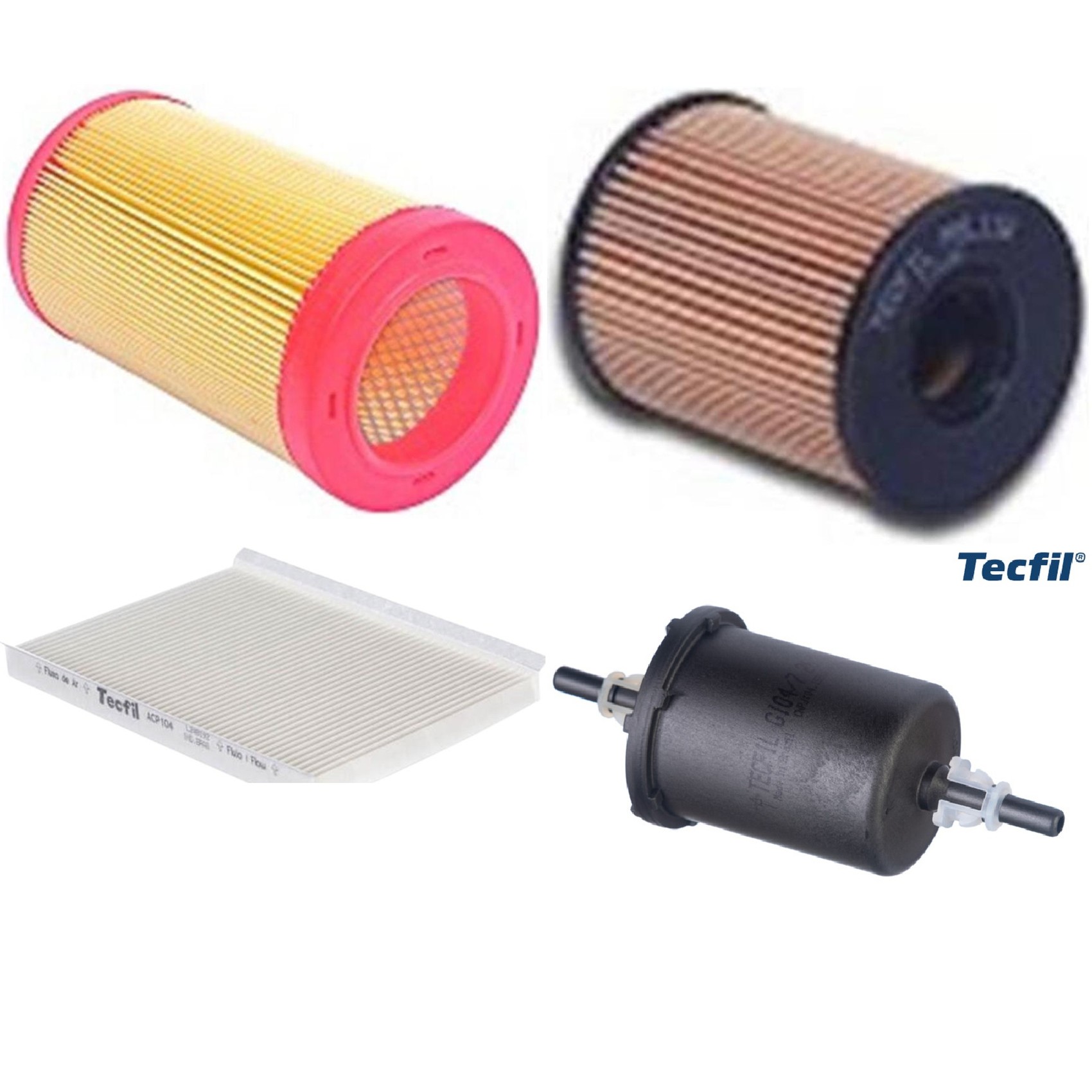 Kit Filtros de Ar do Motor, Óleo, Cabine e Combustível - Tecfil - ACP104 / ARS5187 / GI04/7 / PEL118