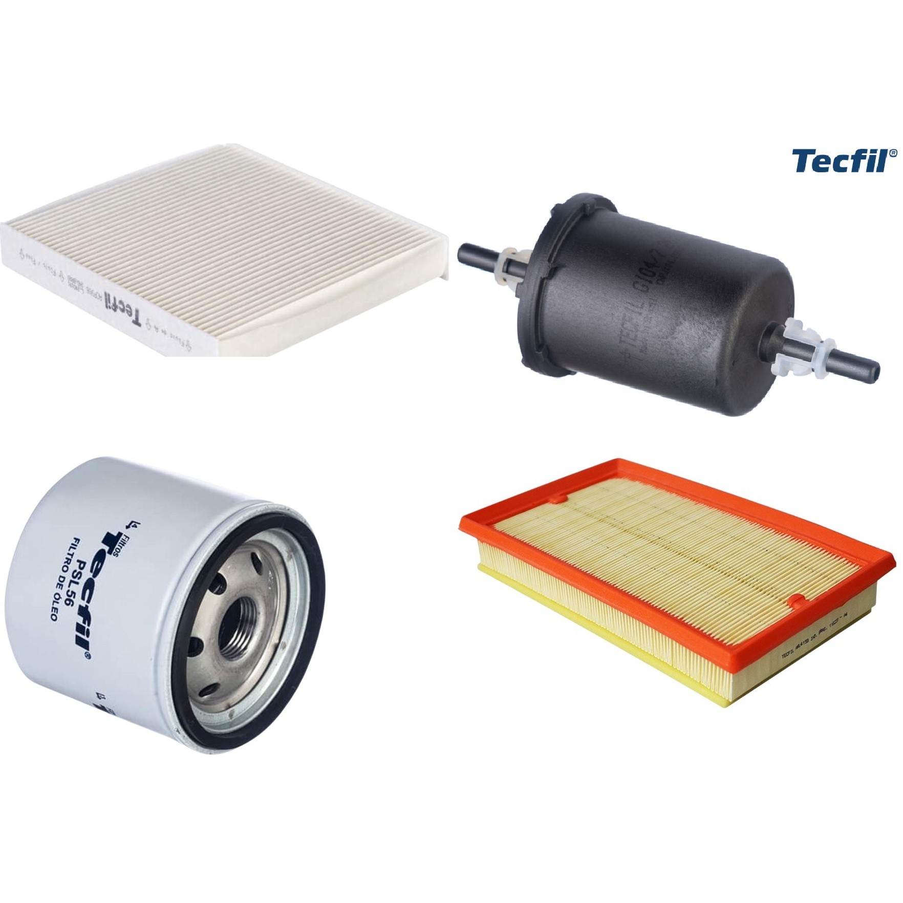 Kit Filtros de Ar do Motor, Óleo, Cabine e Combustível - Tecfil - ACP906 / ARL4159 / GI04/7 / PSL56