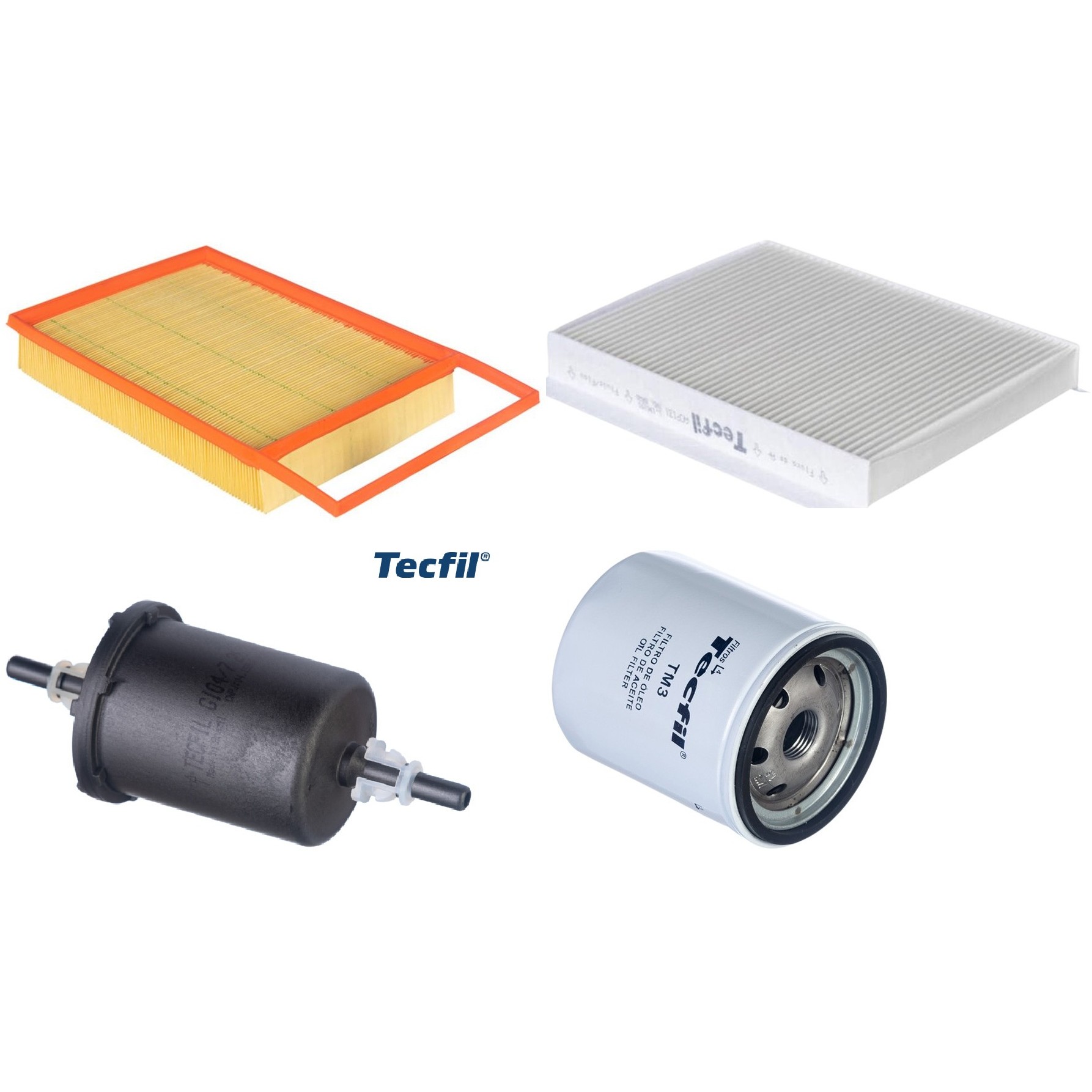 Kit Filtros de Ar do Motor, Óleo, Cabine e Combustível - Tecfil - ACP131 / ARL4154 / GI04/7 / PSL18M-(TM3)