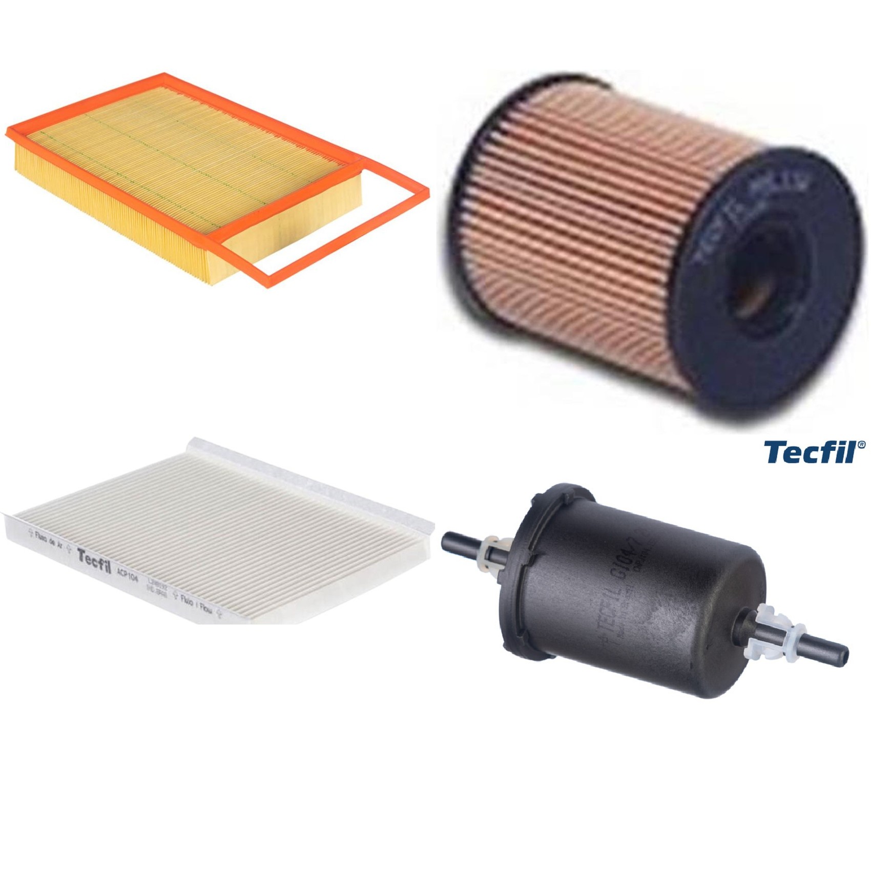 Kit Filtros de Ar do Motor, Óleo, Cabine e Combustível - Tecfil - ACP104 / ARL4154 / GI04/7 / PEL118