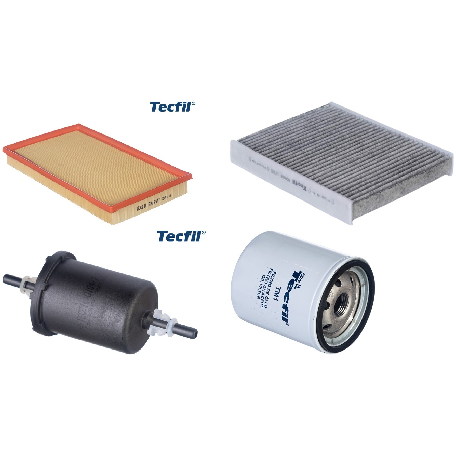Kit Filtros de Ar do Motor, Óleo, Cabine e Combustível - Tecfil - ACA202 / ARL9617 / GI04/7 / PSL34M-(TM1)