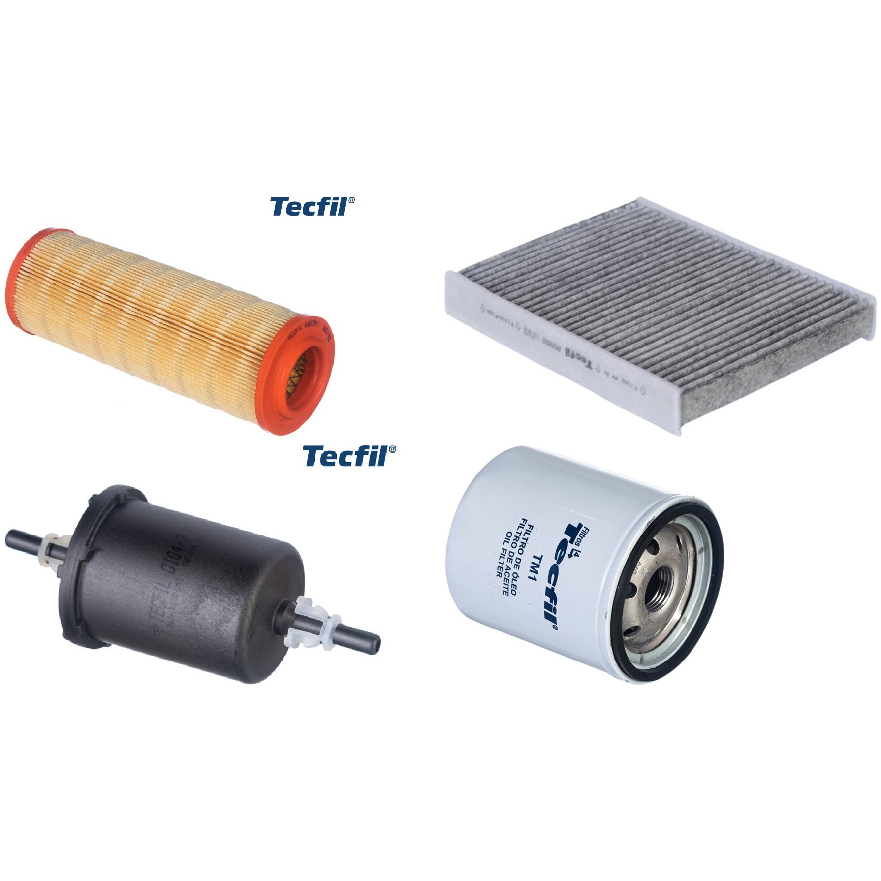 Kit Filtros de Ar do Motor, Óleo, Cabine e Combustível - Tecfil - ACA202 / ARS7991 / GI04/7 / PSL34M-(TM1)