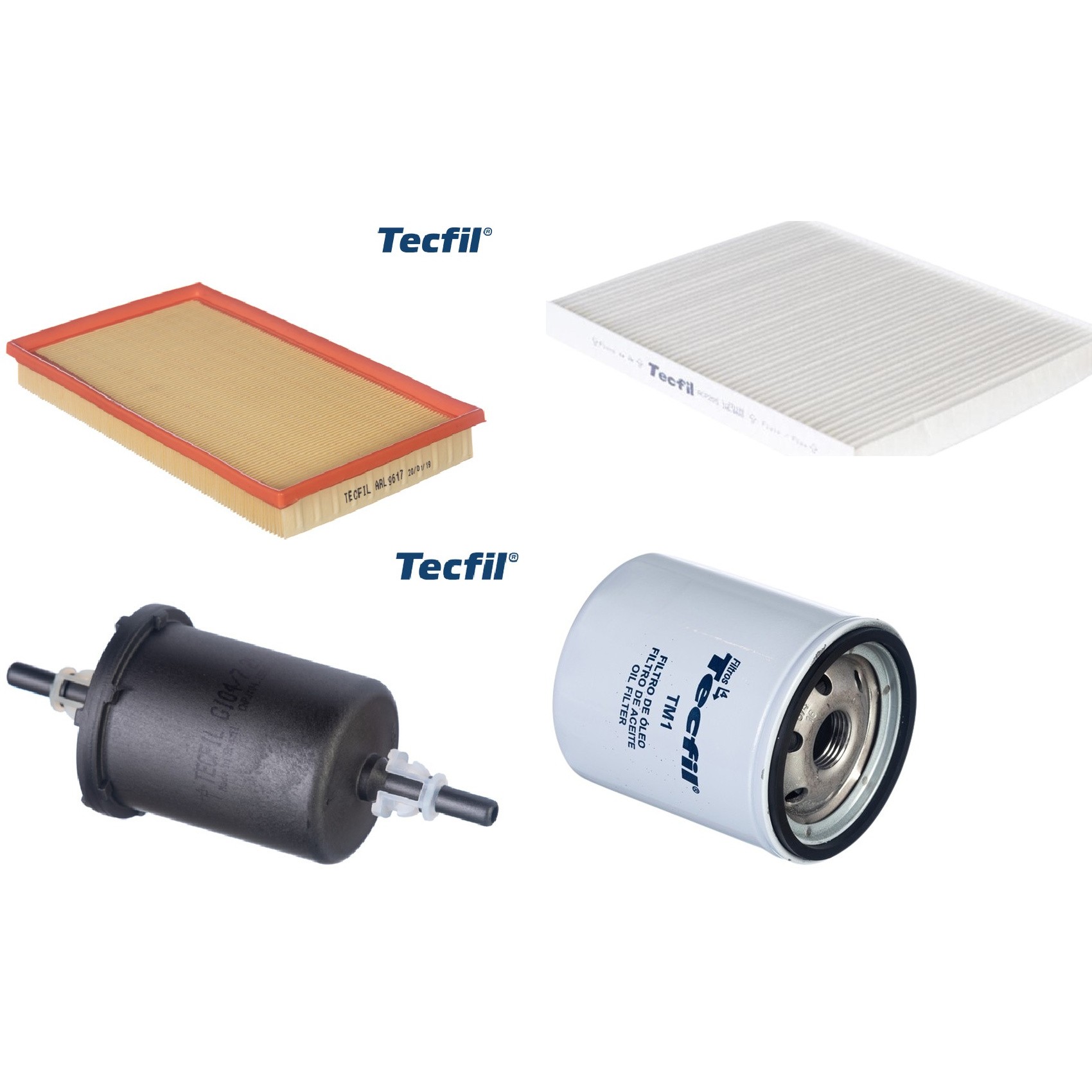 Kit Filtros de Ar do Motor, Óleo, Cabine e Combustível - Tecfil - ACP205 / ARL9617 / GI04/7 / PSL34M-(TM1)