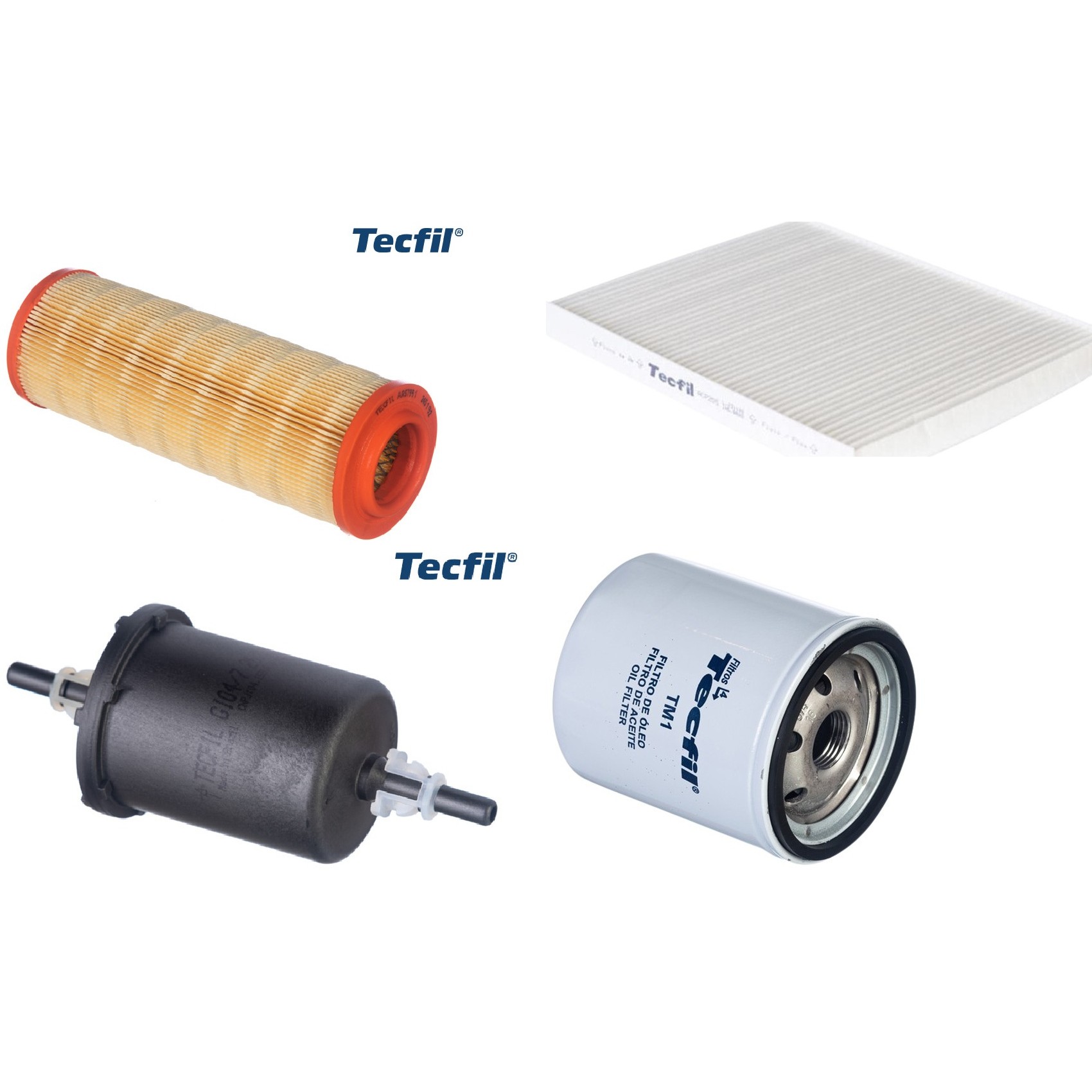 Kit Filtros de Ar do Motor, Óleo, Cabine e Combustível - Tecfil - ACP205 / ARS7991 / GI04/7 / PSL34M-(TM1)