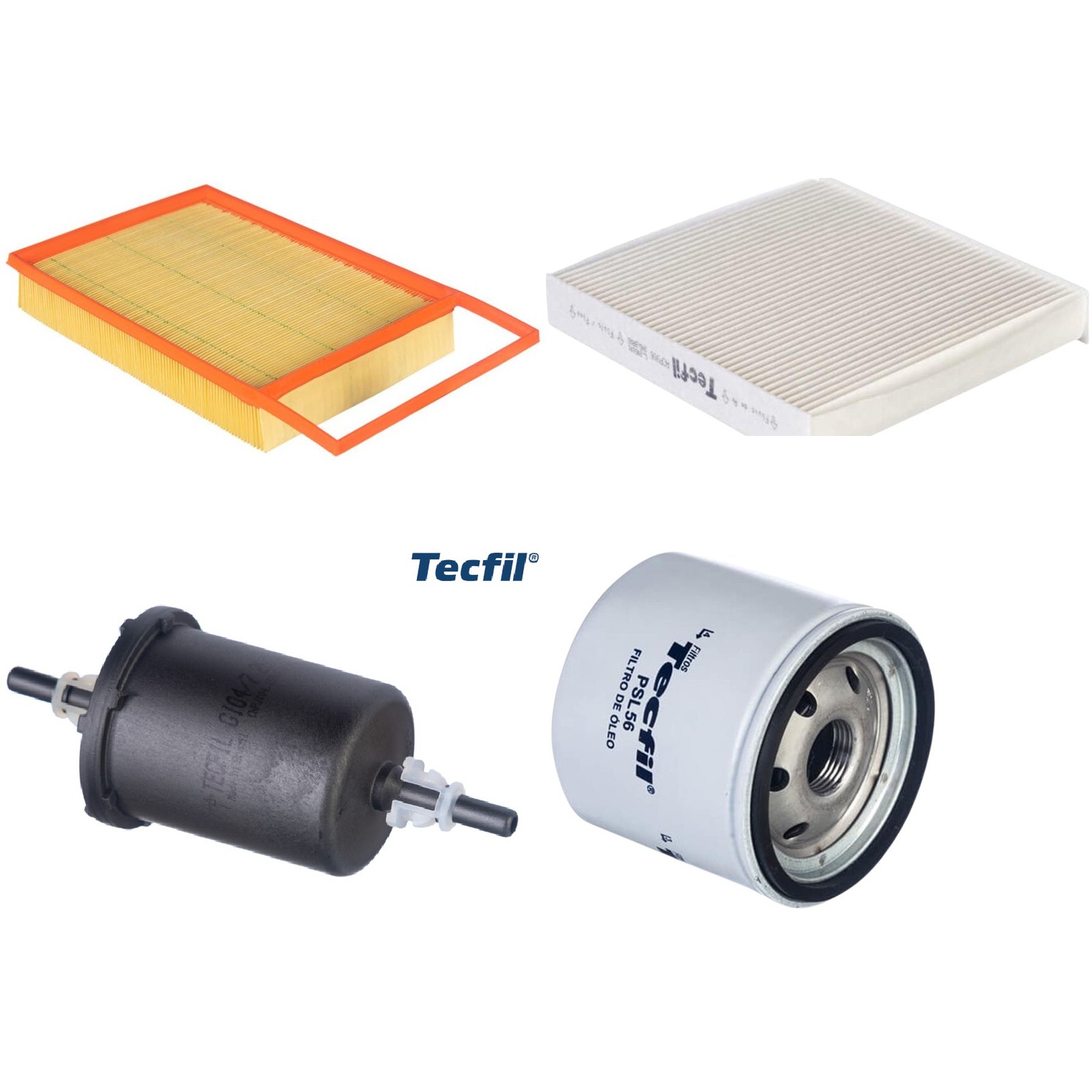 Kit Filtros de Ar do Motor, Óleo, Cabine e Combustível - Tecfil - ACP906 / ARL4154 / GI04/7 / PSL56