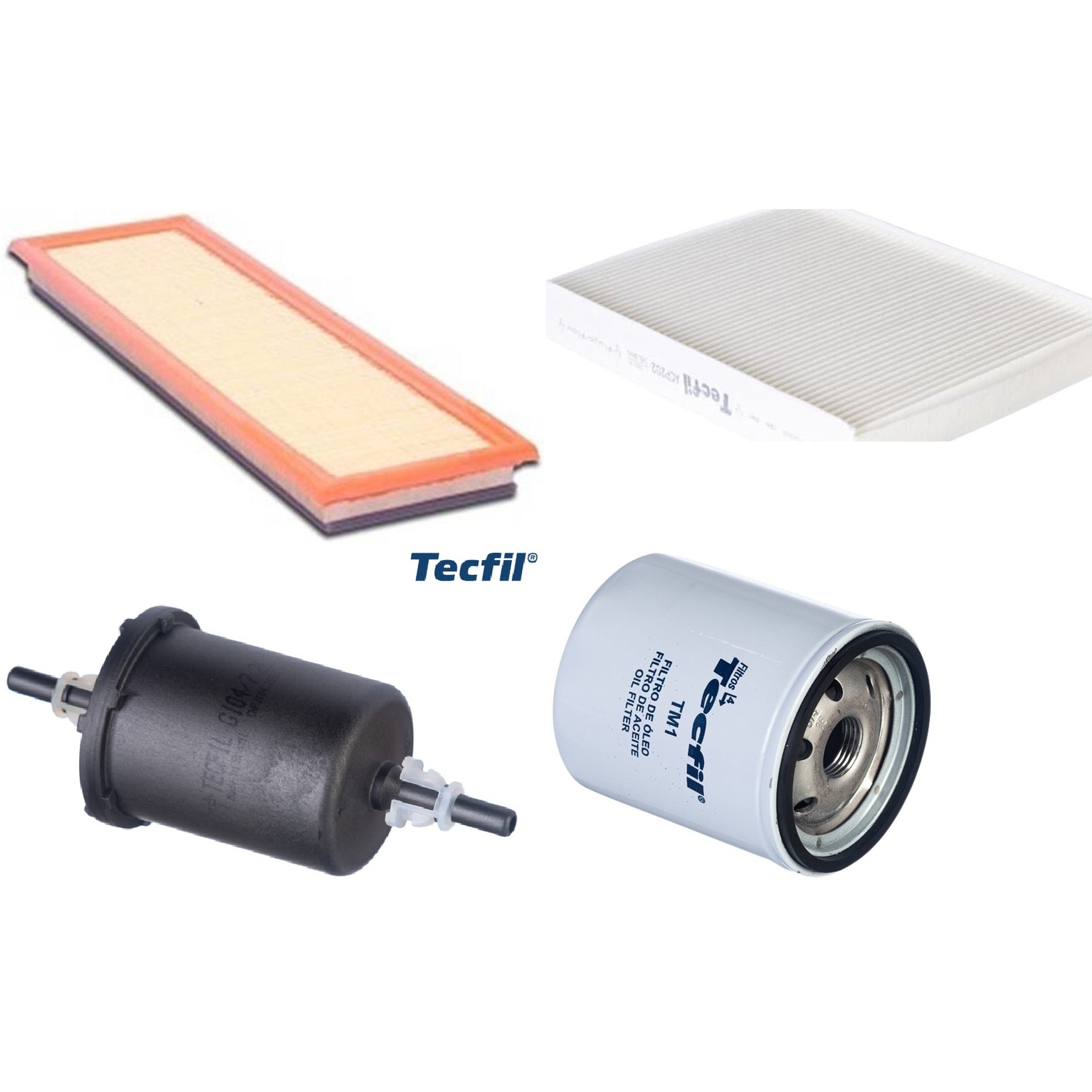 Kit Filtros de Ar do Motor, Óleo, Cabine e Combustível - Tecfil - ACP202 / ARL9608 / GI04/7 / PSL34M-(TM1)