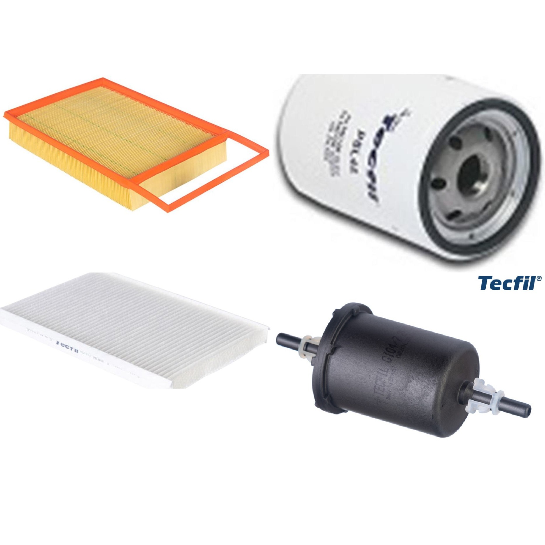 Kit Filtros de Ar do Motor, Óleo, Cabine e Combustível - Tecfil - ACP103 / ARL4154 / GI04/7 / PSL45