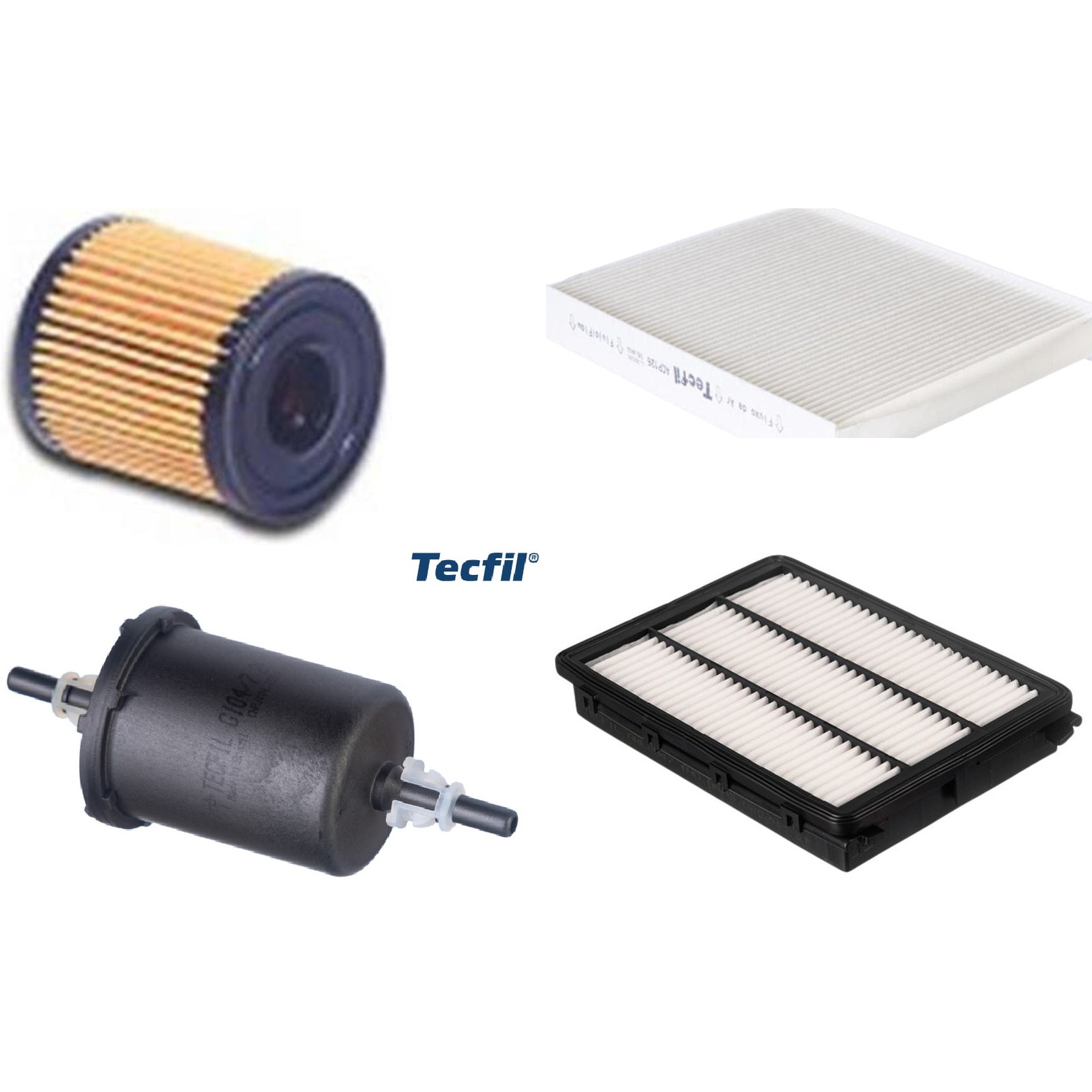 Kit Filtros de Ar do Motor, Óleo, Cabine e Combustível - Tecfil - ACP126 / ARL2347 / GI04/7 / PEL108
