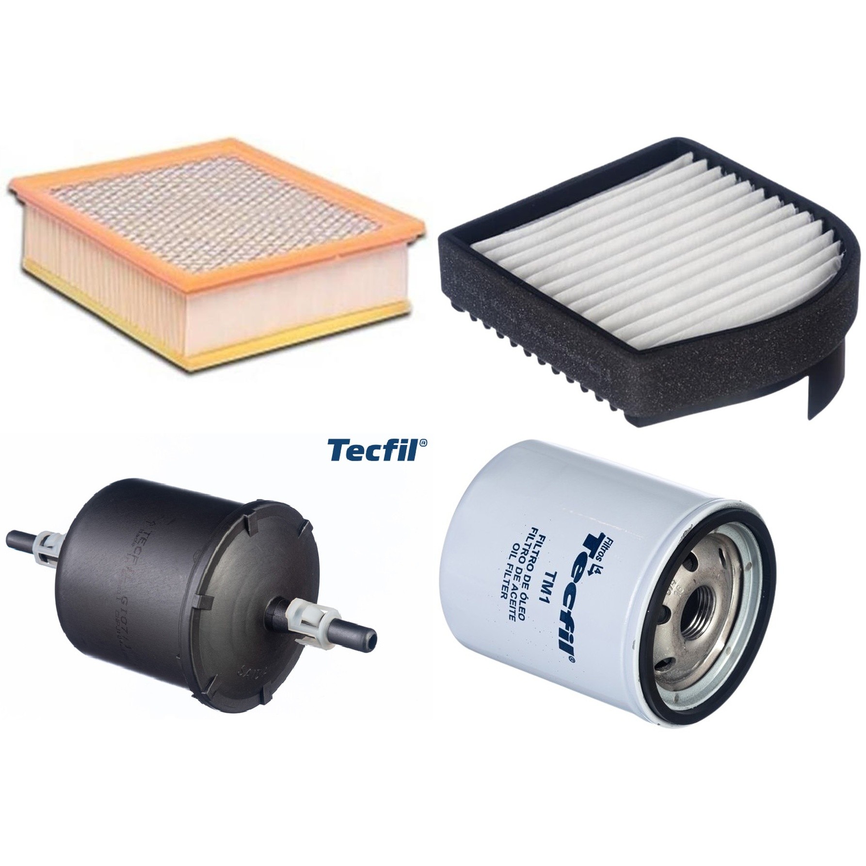 Kit Filtros de Ar do Motor, Óleo, Cabine e Combustível - Tecfil - ACP211 / ARL9606 / GI07/1 / PSL34M-(TM1)