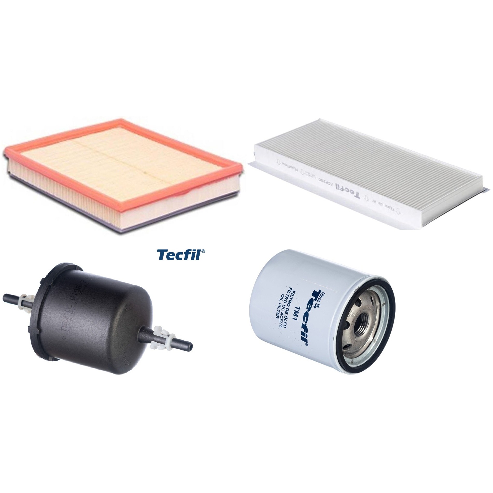 Kit Filtros de Ar do Motor, Óleo, Cabine e Combustível - Tecfil - ACP200 / ARL9605 / GI06/7 / PSL34M-(TM1)