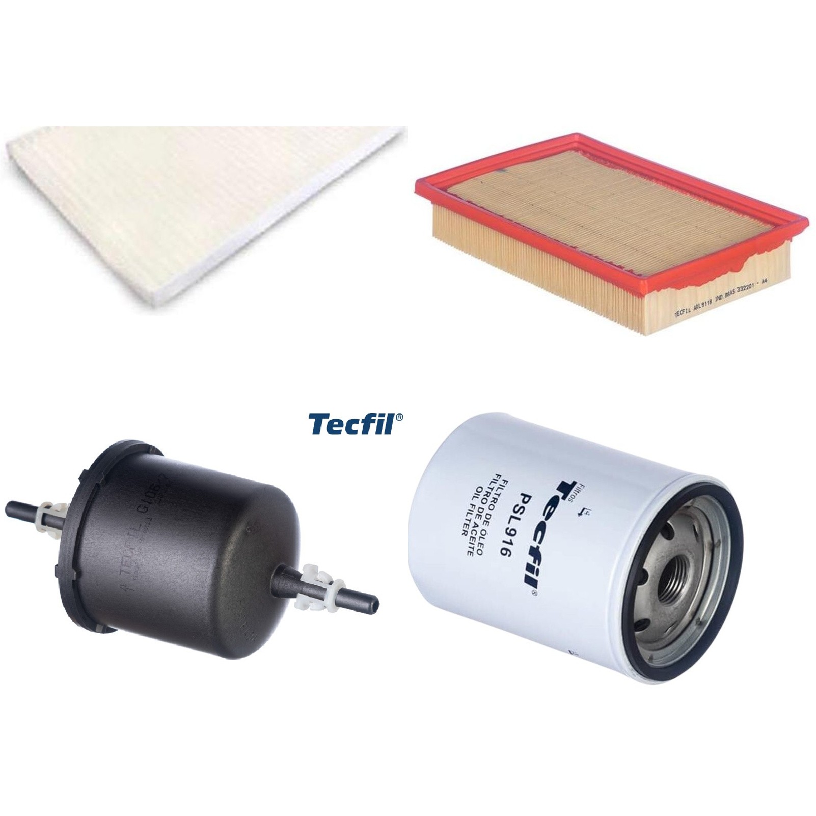 Kit Filtros de Ar do Motor, Óleo, Cabine e Combustível - Tecfil - ACP803 / ARL9118 / GI06/7 / PSL916