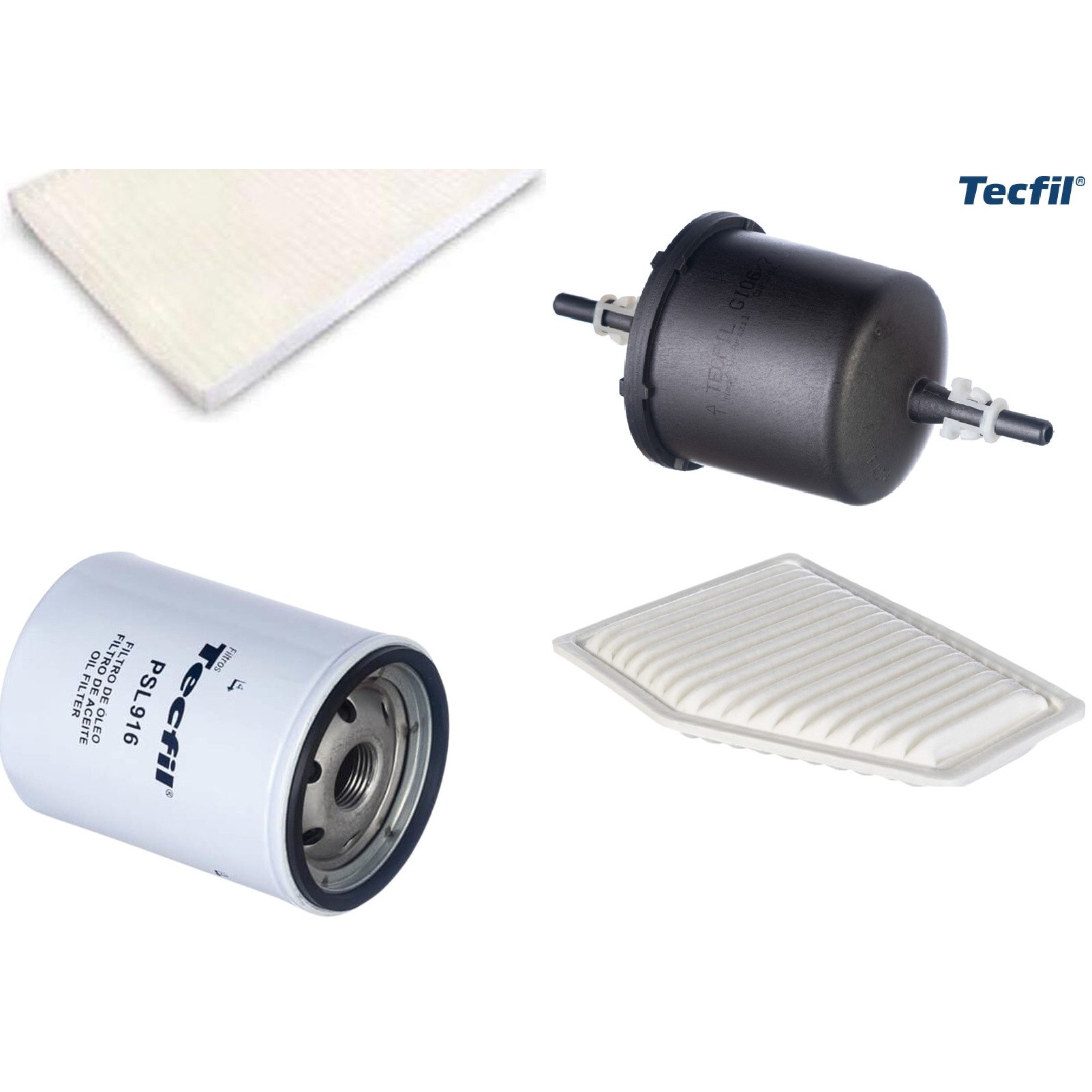 Kit Filtros de Ar do Motor, Óleo, Cabine e Combustível - Tecfil - ACP803 / ARL9114 / GI06/7 / PSL916