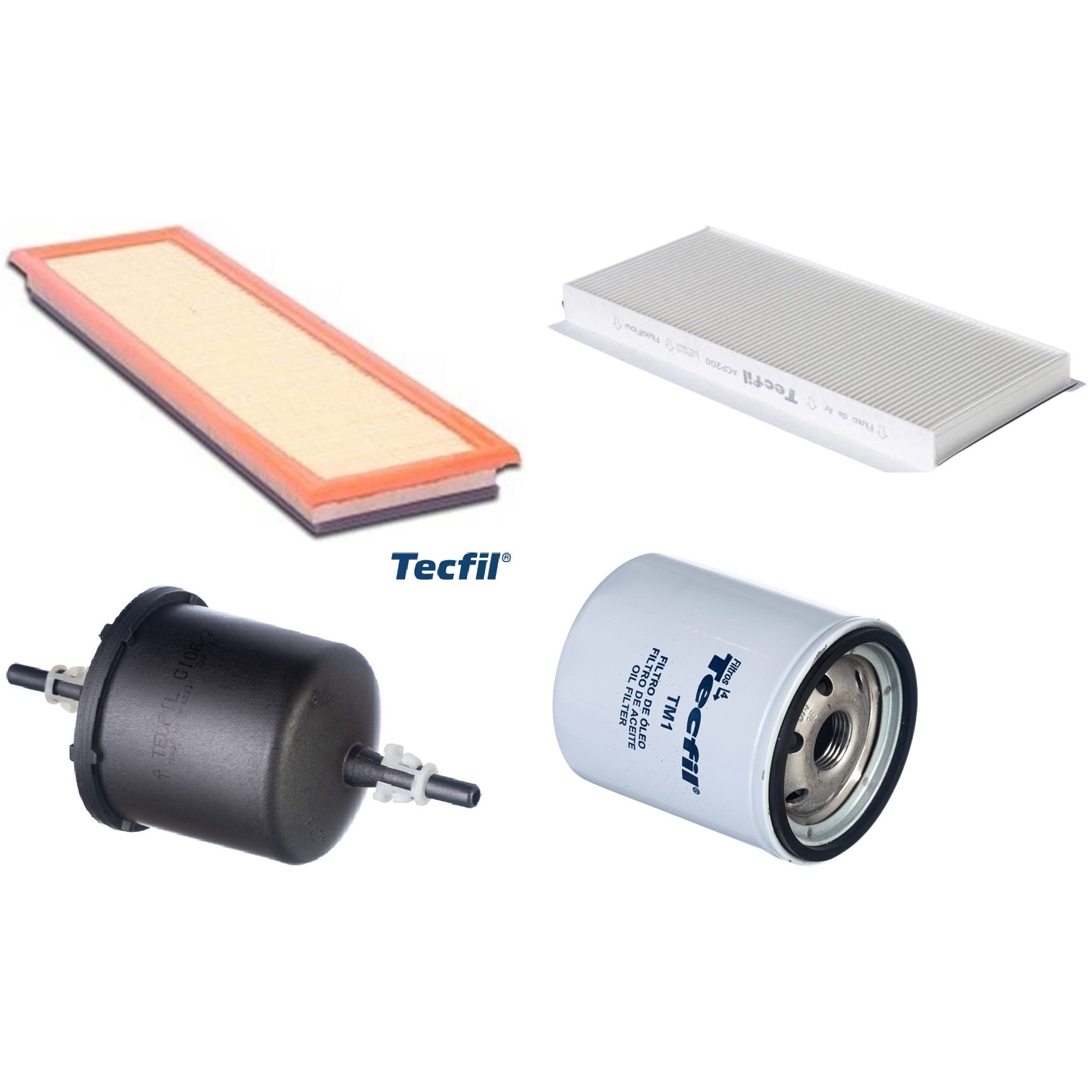 Kit Filtros de Ar do Motor, Óleo, Cabine e Combustível - Tecfil - ACP200 / ARL9608 / GI06/7 / PSL34M-(TM1)