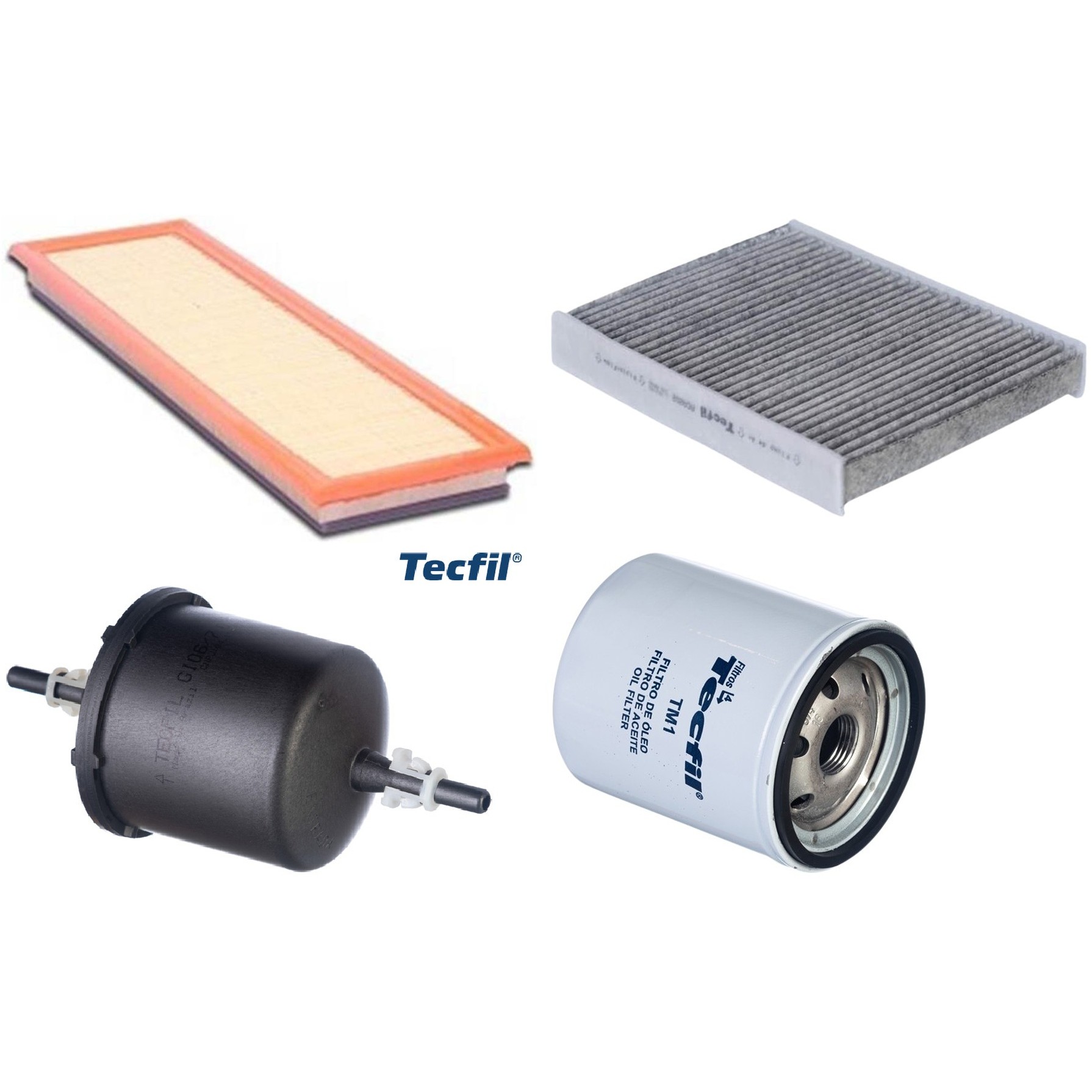 Kit Filtros de Ar do Motor, Óleo, Cabine e Combustível - Tecfil - ACA202 / ARL9608 / GI06/7 / PSL34M-(TM1)