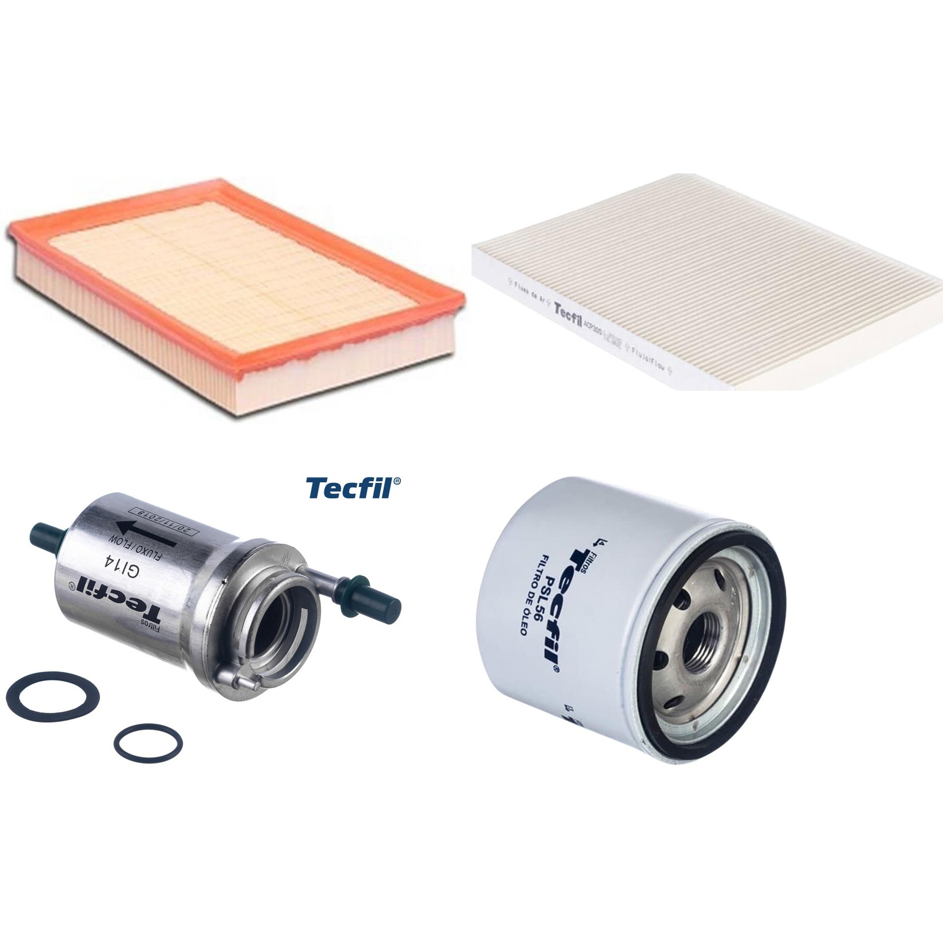 Kit Filtros de Ar do Motor, Óleo, Cabine e Combustível - Tecfil - ACP300 / ARL6095 / GI14 / PSL56