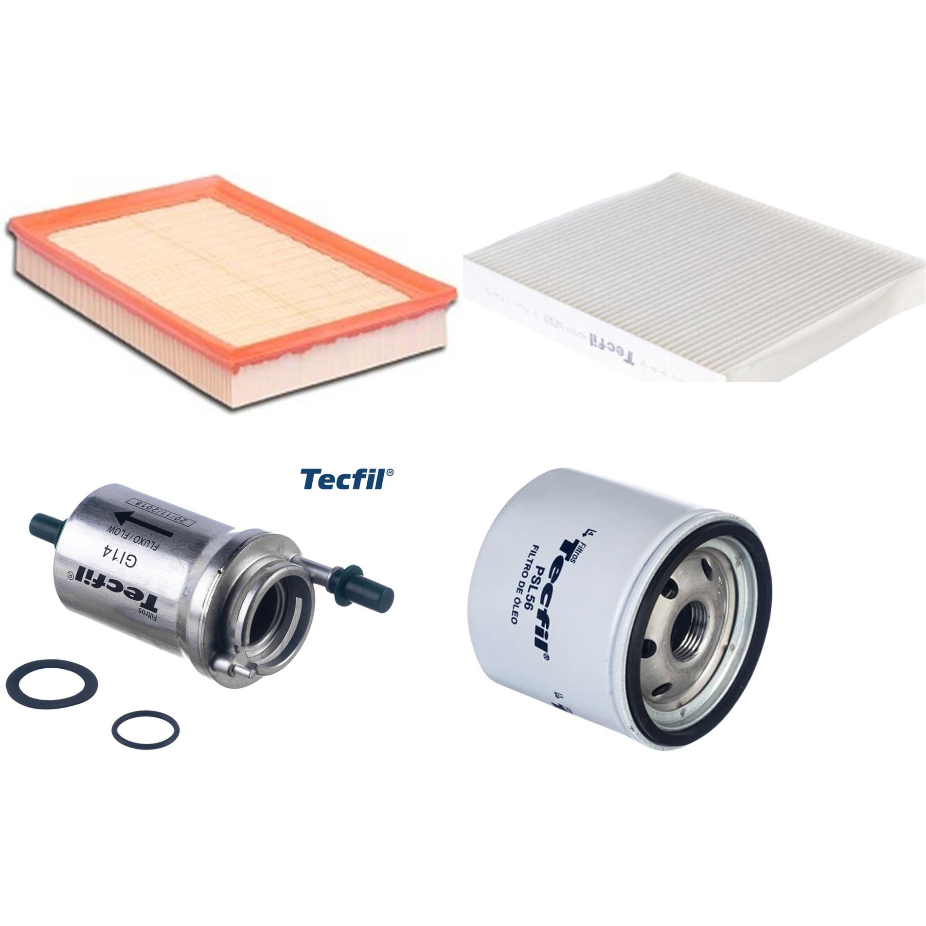 Kit Filtros de Ar do Motor, Óleo, Cabine e Combustível - Tecfil - ACP303 / ARL6095 / GI14 / PSL56