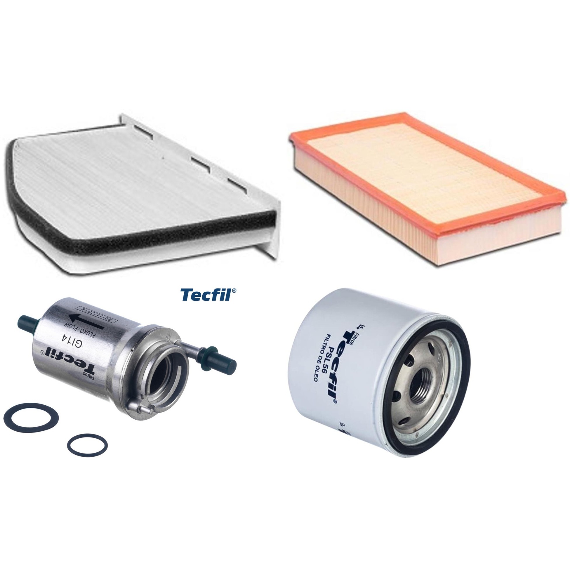 Kit Filtros de Ar do Motor, Óleo, Cabine e Combustível - Tecfil - ACP309 / ARL6093 / GI14 / PSL56