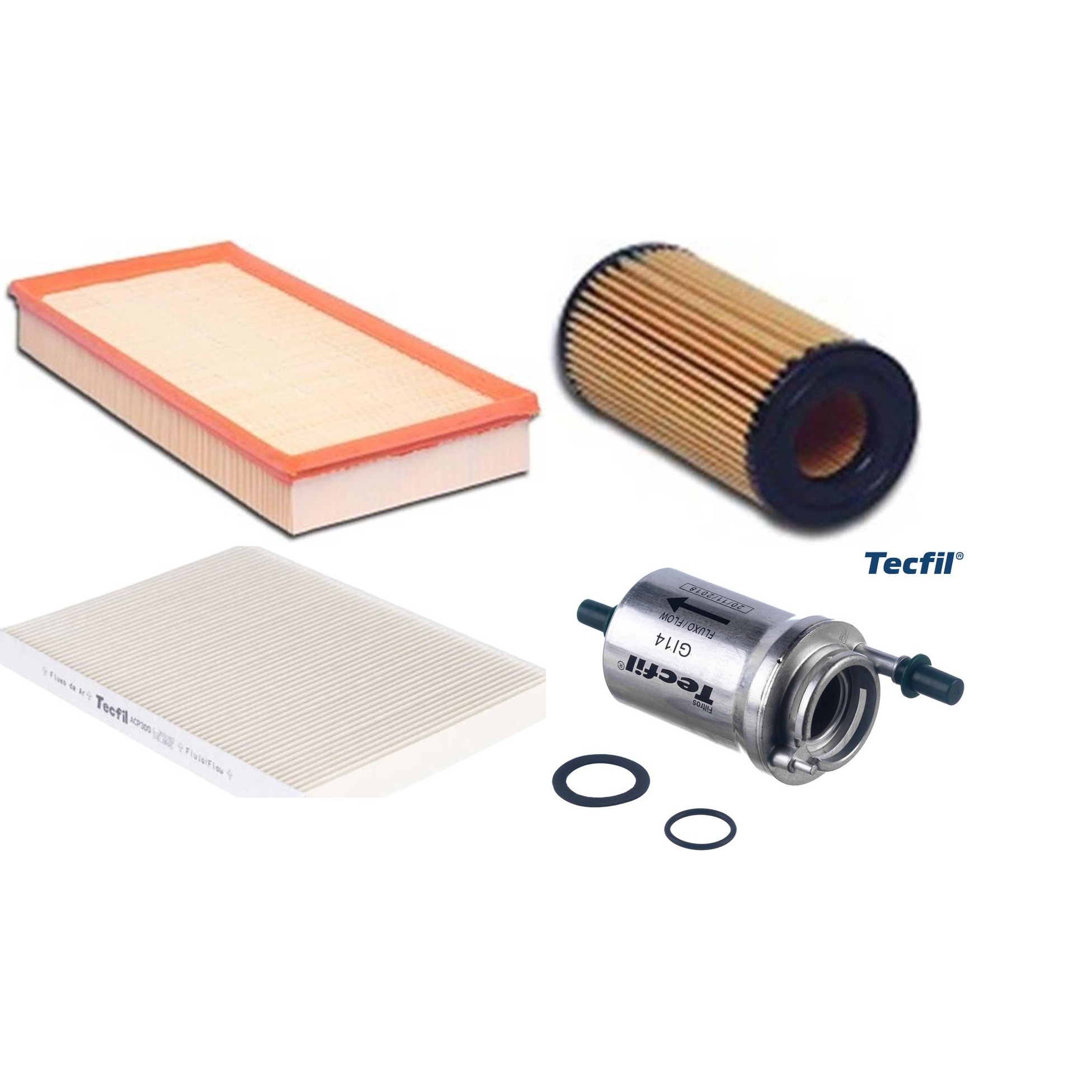 Kit Filtros de Ar do Motor, Óleo, Cabine e Combustível - Tecfil - ACP300 / ARL6093 / GI14 / PEL313