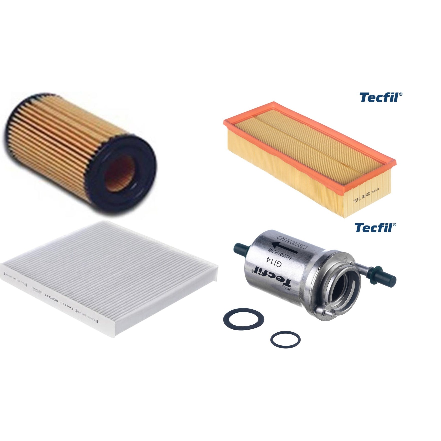 Kit Filtros de Ar do Motor, Óleo, Cabine e Combustível - Tecfil - ACP311 / ARL6073 / GI14 / PEL313