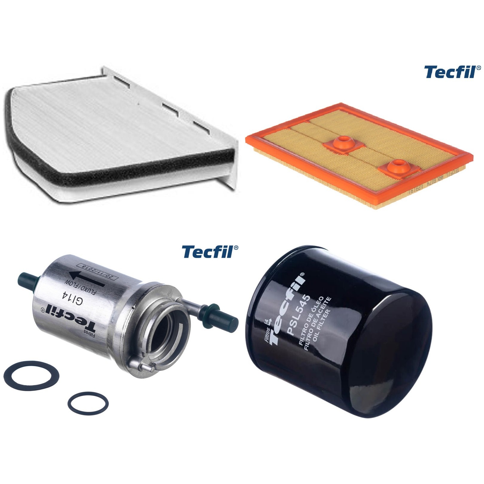 Kit Filtros de Ar do Motor, Óleo, Cabine e Combustível - Tecfil - ACP309 / ARL6074 / GI14 / PSL545