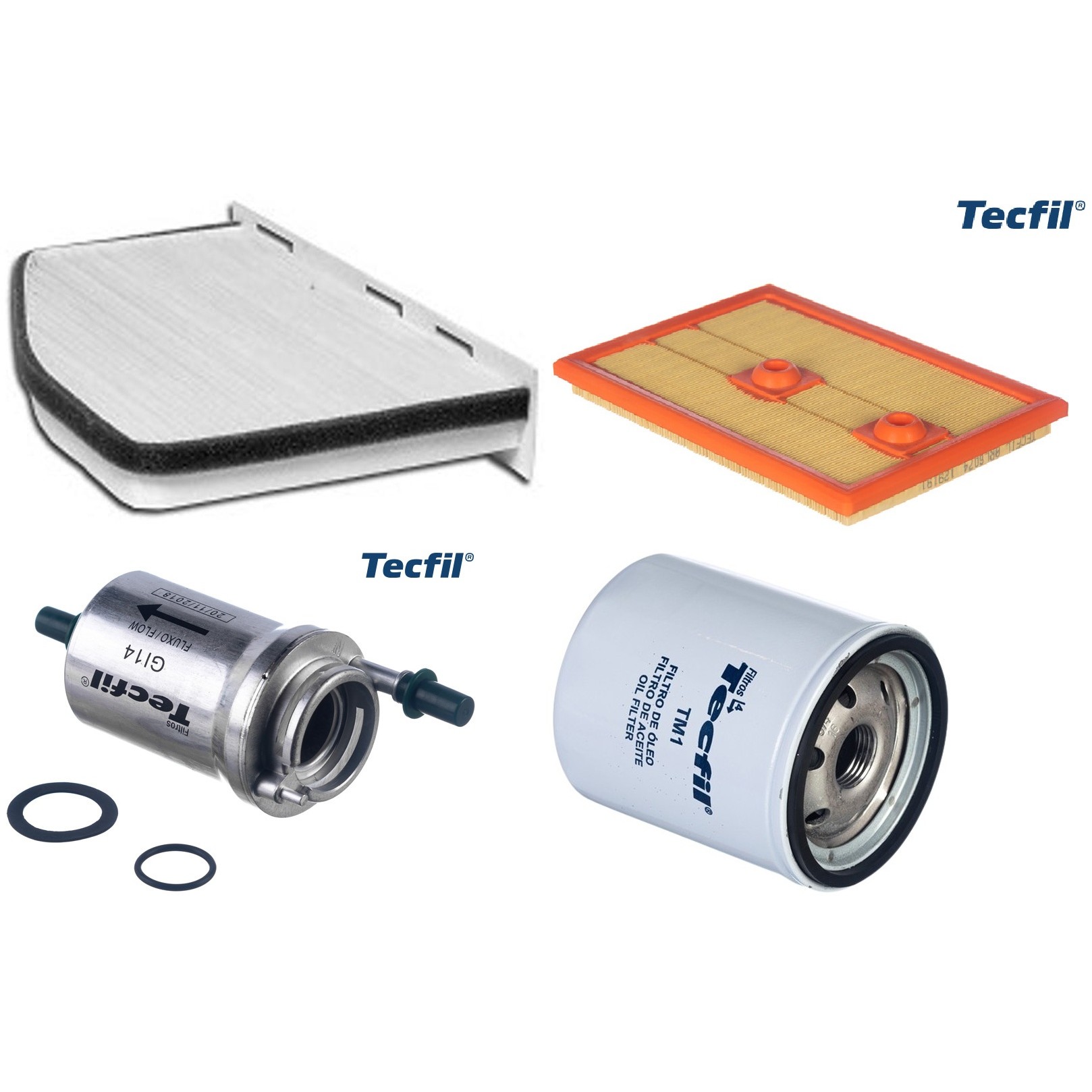 Kit Filtros de Ar do Motor, Óleo, Cabine e Combustível - Tecfil - ACP309 / ARL6074 / GI14 / PSL34M-(TM1)