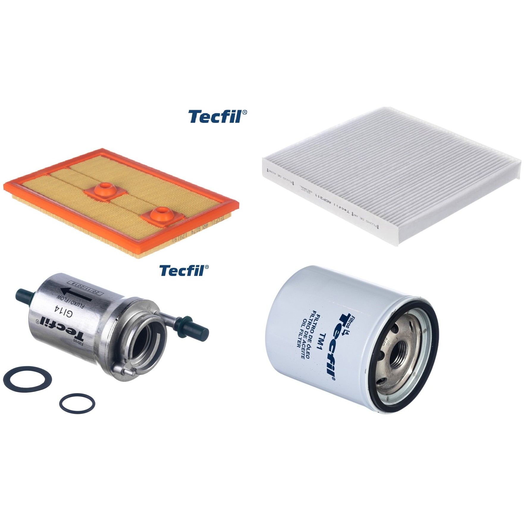 Kit Filtros de Ar do Motor, Óleo, Cabine e Combustível - Tecfil - ACP311 / ARL6074 / GI14 / PSL34M-(TM1)