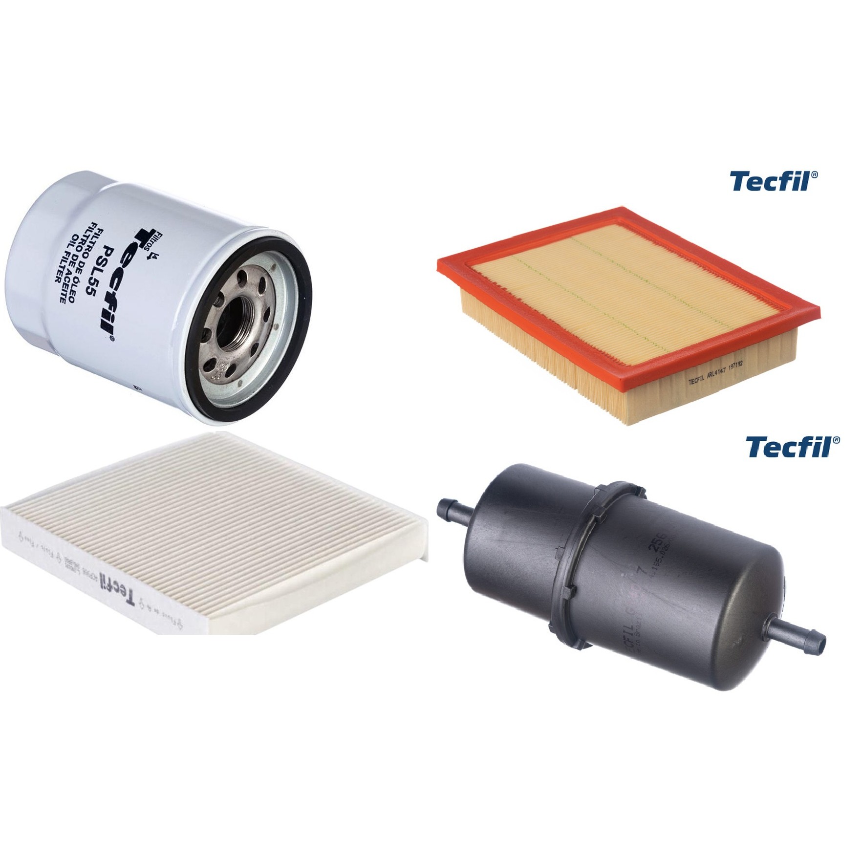 Kit Filtros de Ar do Motor, Óleo, Cabine e Combustível - Tecfil - ACP906 / ARL4147 / GI40/7 / PSL55