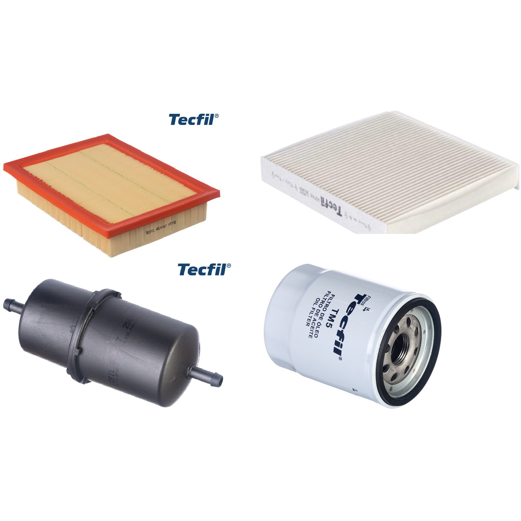 Kit Filtros de Ar do Motor, Óleo, Cabine e Combustível - Tecfil - ACP906 / ARL4147 / GI40/7 / PSL55M-(TM5)