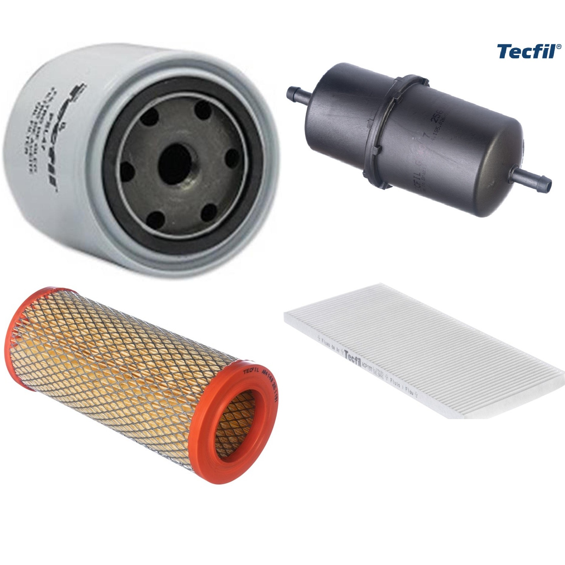 Kit Filtros de Ar do Motor, Óleo, Cabine e Combustível - Tecfil - ACP197 / AR4148 / GI40/7 / PSL47