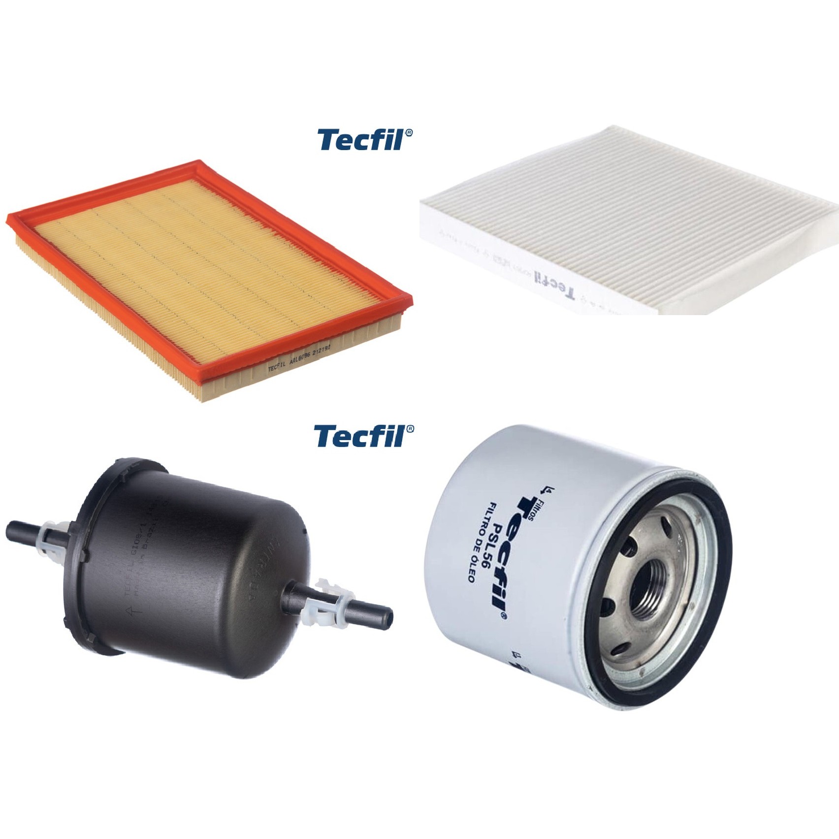 Kit Filtros de Ar do Motor, Óleo, Cabine e Combustível - Tecfil - ACP303 / ARL6096 / GI08/1 / PSL56