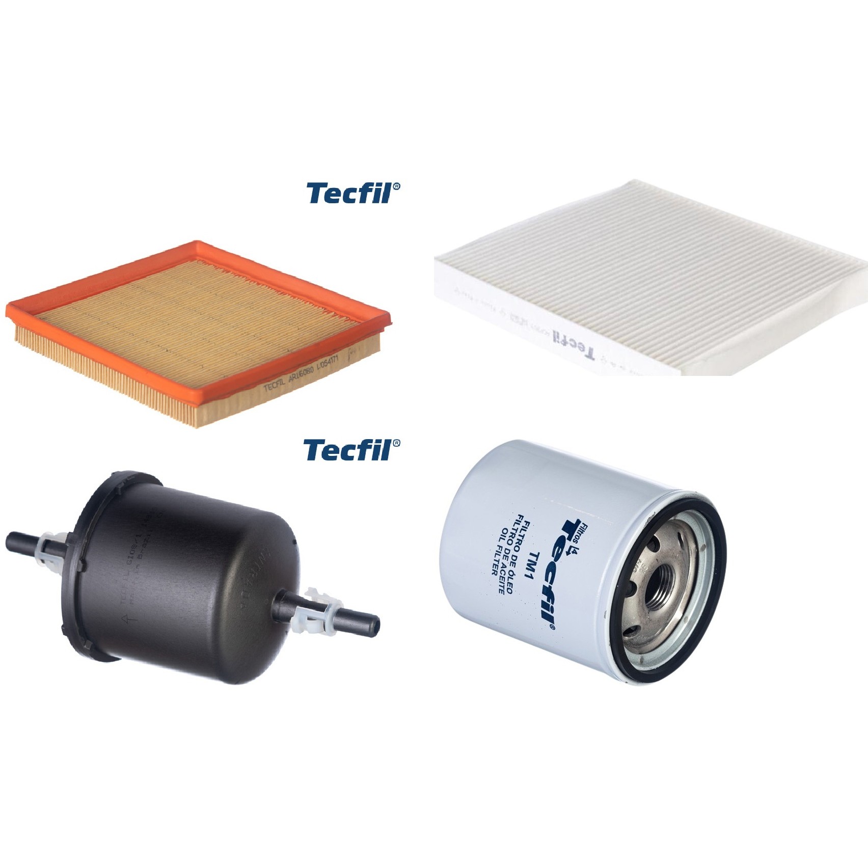Kit Filtros de Ar do Motor, Óleo, Cabine e Combustível - Tecfil - ACP303 / ARL6080 / GI08/1 / PSL34M-(TM1)