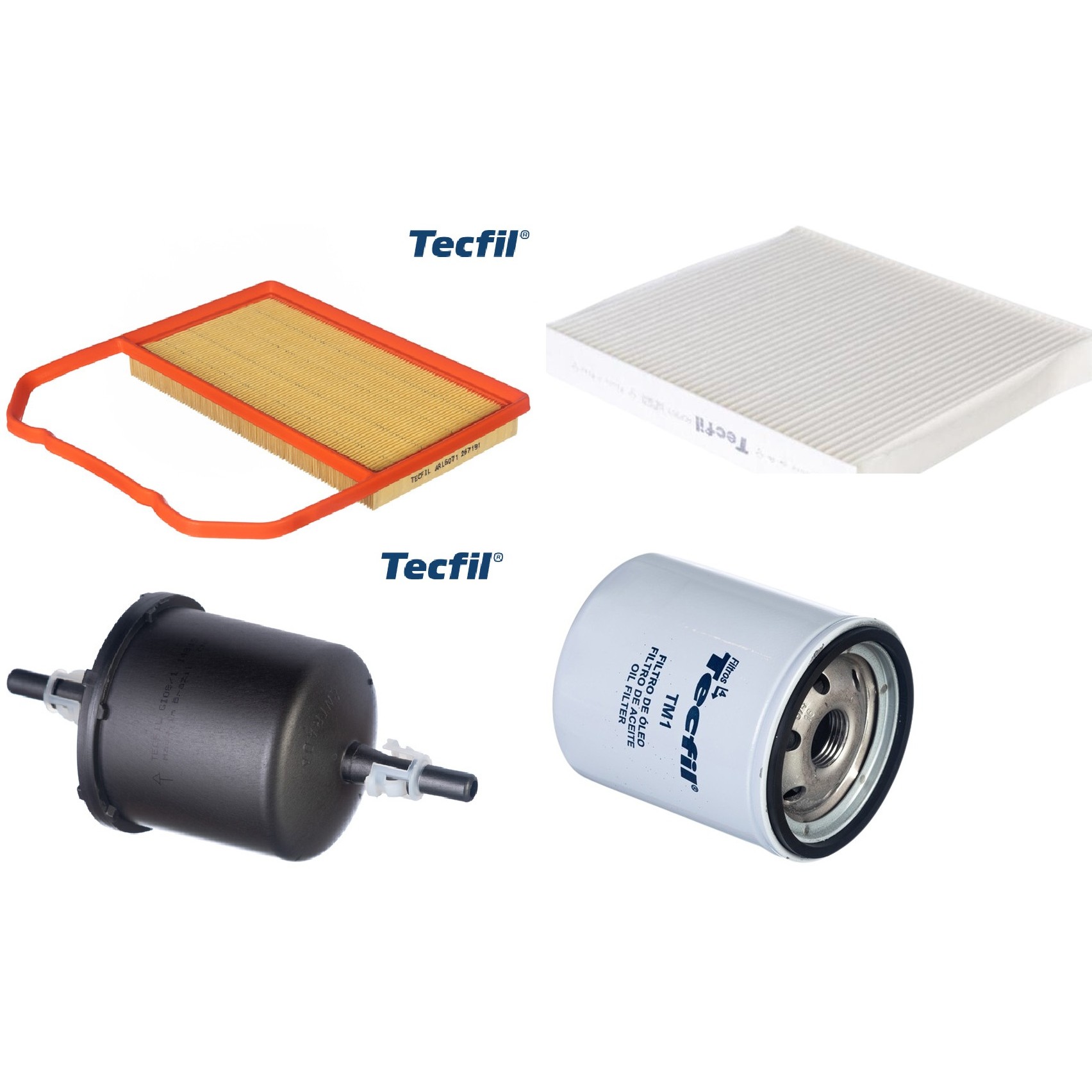 Kit Filtros de Ar do Motor, Óleo, Cabine e Combustível - Tecfil - ACP303 / ARL6071 / GI08/1 / PSL34M-(TM1)