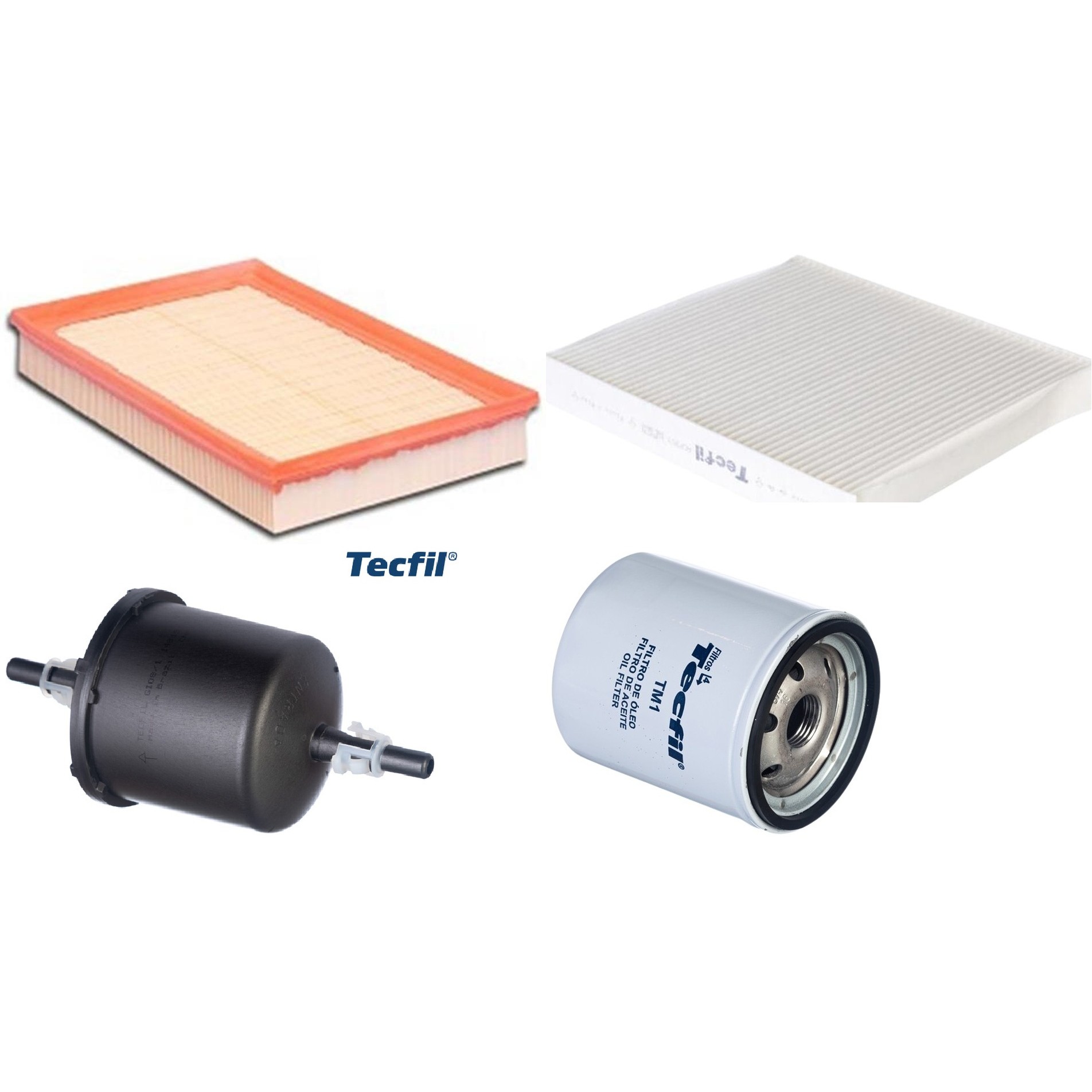 Kit Filtros de Ar do Motor, Óleo, Cabine e Combustível - Tecfil - ACP303 / ARL6095 / GI08/1 / PSL34M-(TM1)